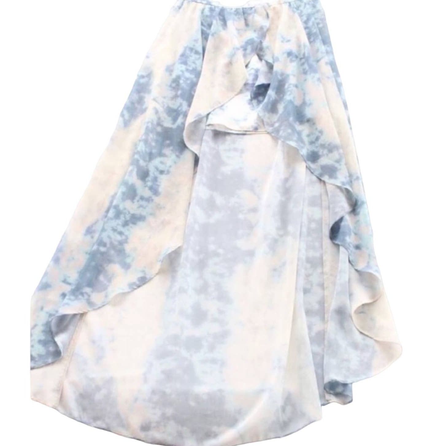 Free People UO KIMCHI BLUE Tidal Tie Dye White Ruffle Maxi Mini Skirt Size 28" / US 6 / IT 42 - 2 Thumbnail