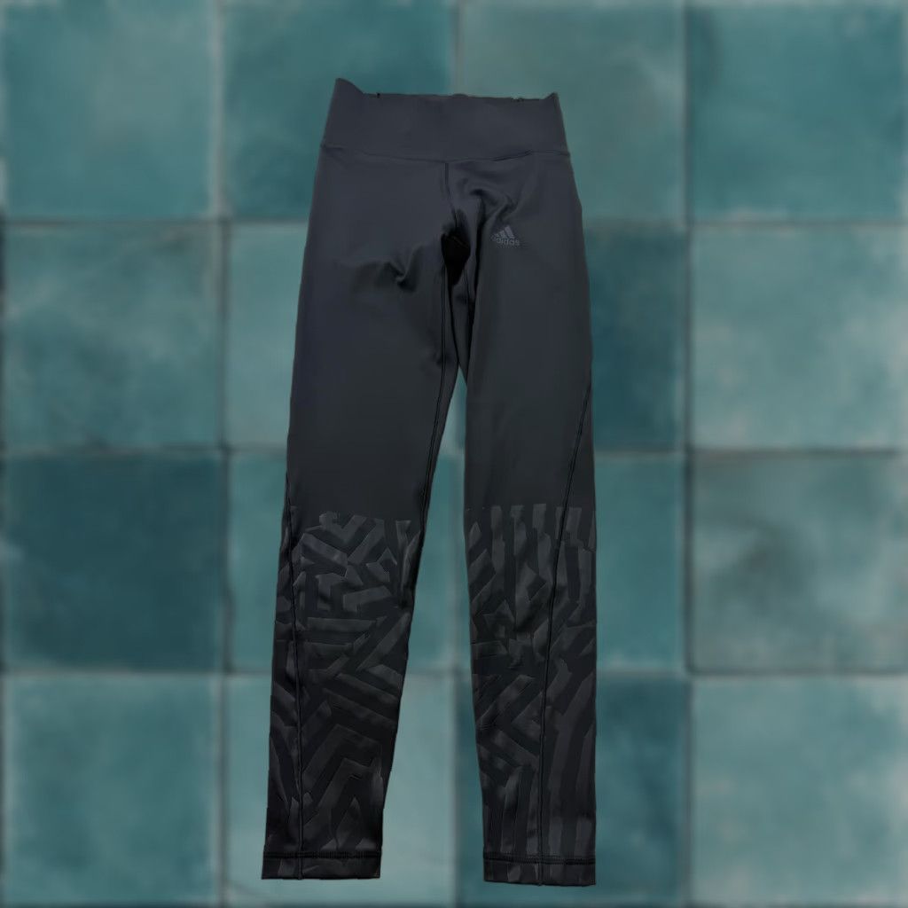 Adidas Adidas Leggings Womens XS Black Climalite Geometric Print Ankle Yoga Running Size 26" / US 2 / IT 38 - 1 Thumbnail