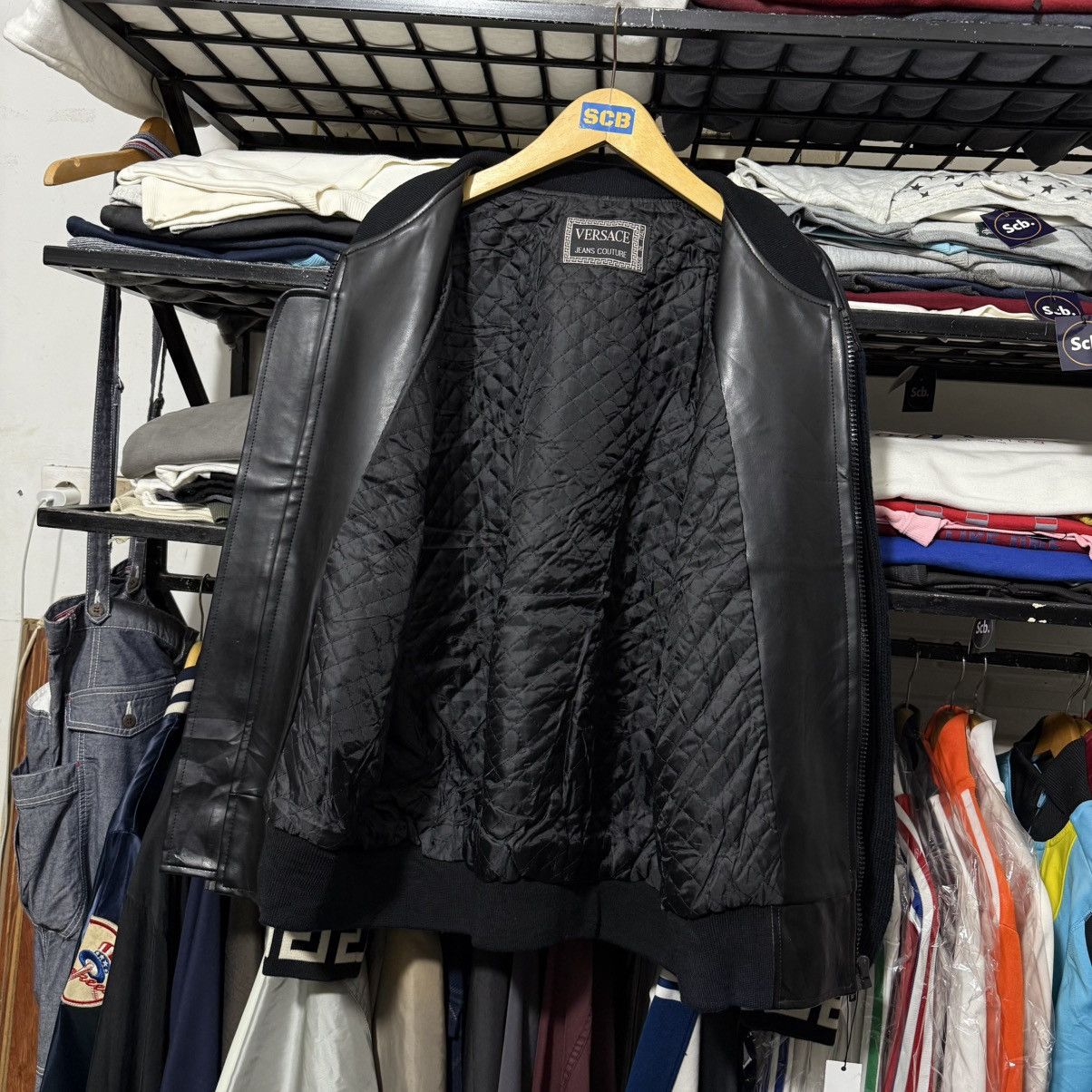 Versace Vintage versace jeans couture leather knit varsity jacket Size US L / EU 52-54 / 3 - 14 Thumbnail