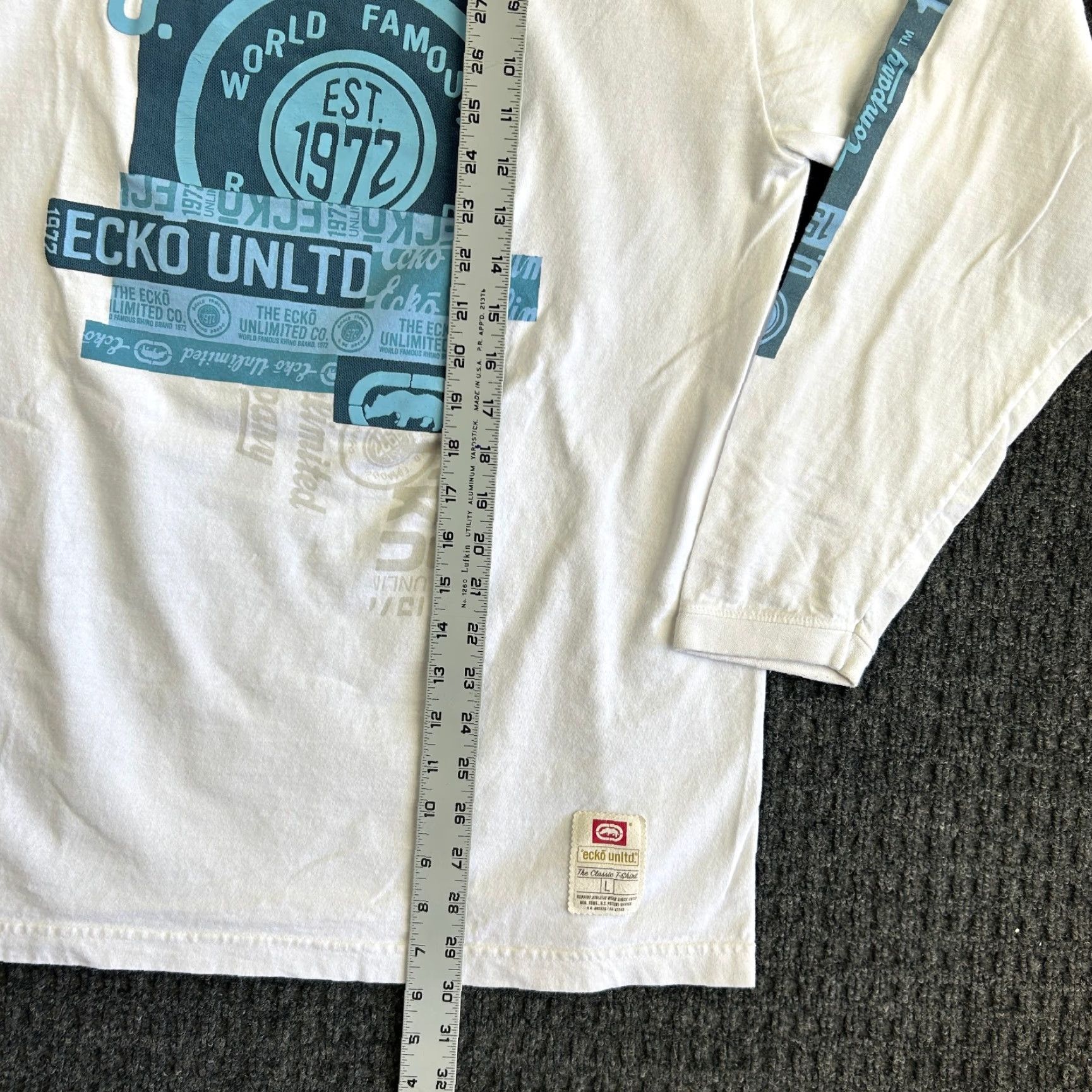 Ecko Unltd. VINTAGE Ecko Unltd. Shirt L White Graphic Sleeve Long Sleeve Crew Neck Mens 90s Hip Hop Streetwear Size US L / EU 52-54 / 3 - 7 Thumbnail