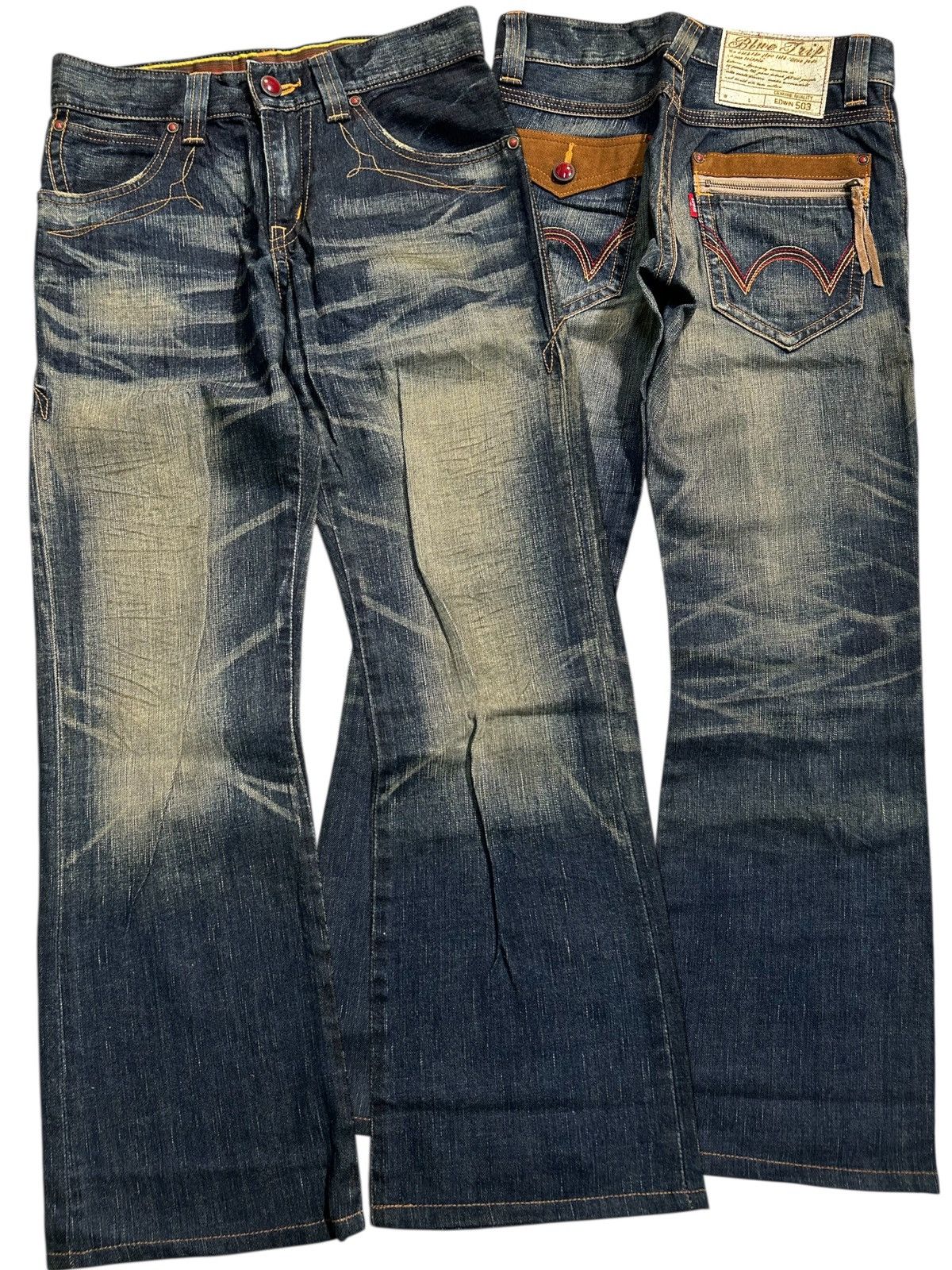 Japanese Brand × Kapital × Vintage Flare Edwin Bluetrip Japanese Style Denim Jeans Size US 29 - 1 Thumbnail