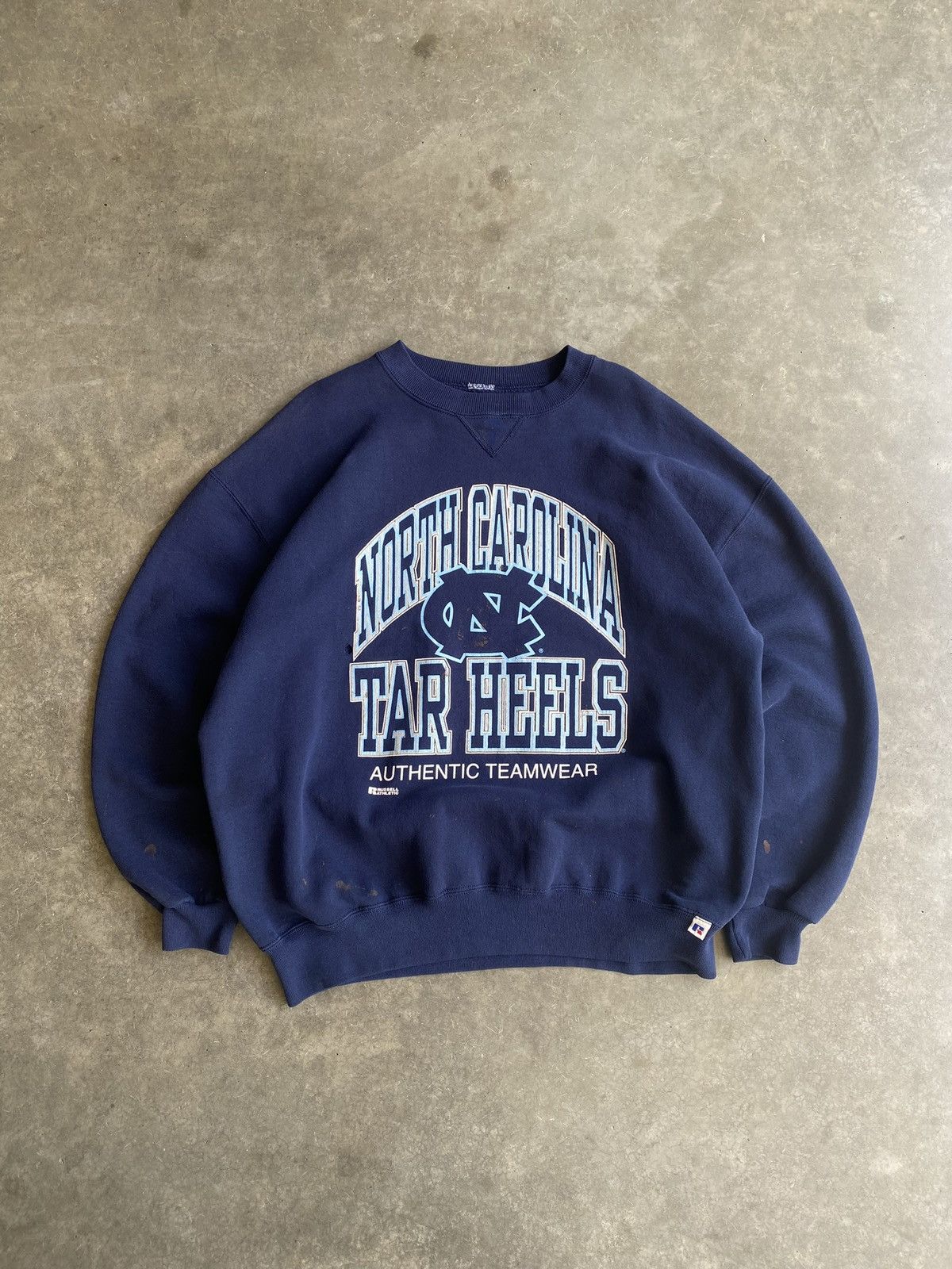 Russell Athletic 90s UNC Tar Heels Russell Athletics Distressed Crewneck Size US XL / EU 56 / 4 - 1 Thumbnail