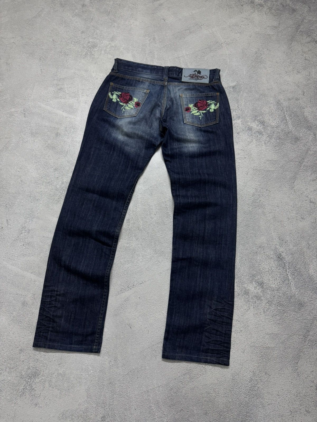 Ed Hardy Vintage Y2k Ed Hardy Eagle Roses 🌹 Big Logo Jeans Denim 00’s Size 30" / US 8 / IT 44 - 6 Thumbnail