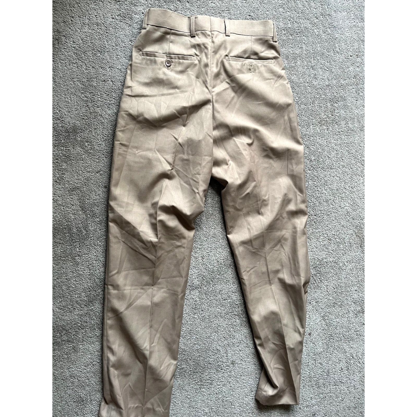 Vintage Vinci Pants Mens 28x30 Khaki Chino Dress Trousers Straight Flat Formal Polyester Size US 28 / EU 44 - 3 Thumbnail