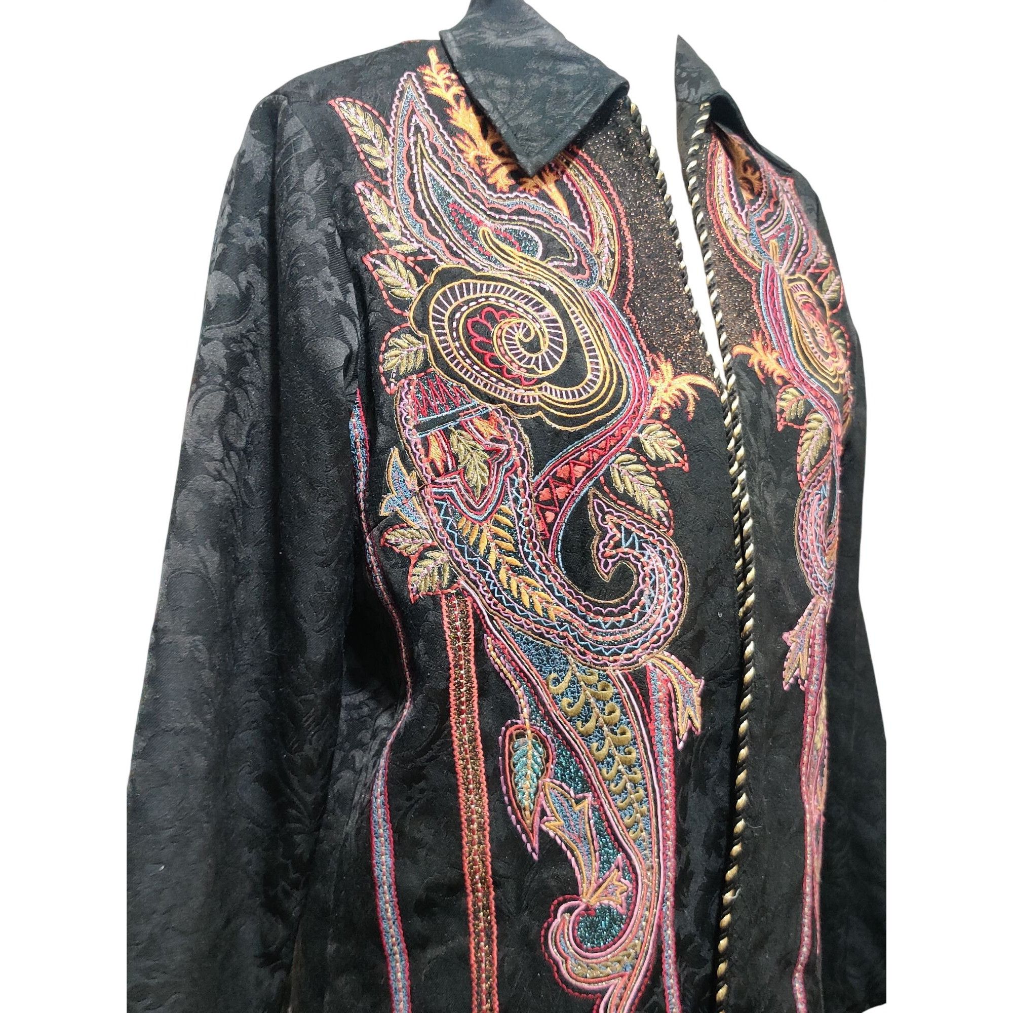 Coldwater Creek Coldwater Creek M Womens Black Jacquard Embroidered Paisley Size M / US 6-8 / IT 42-44 - 14 Thumbnail