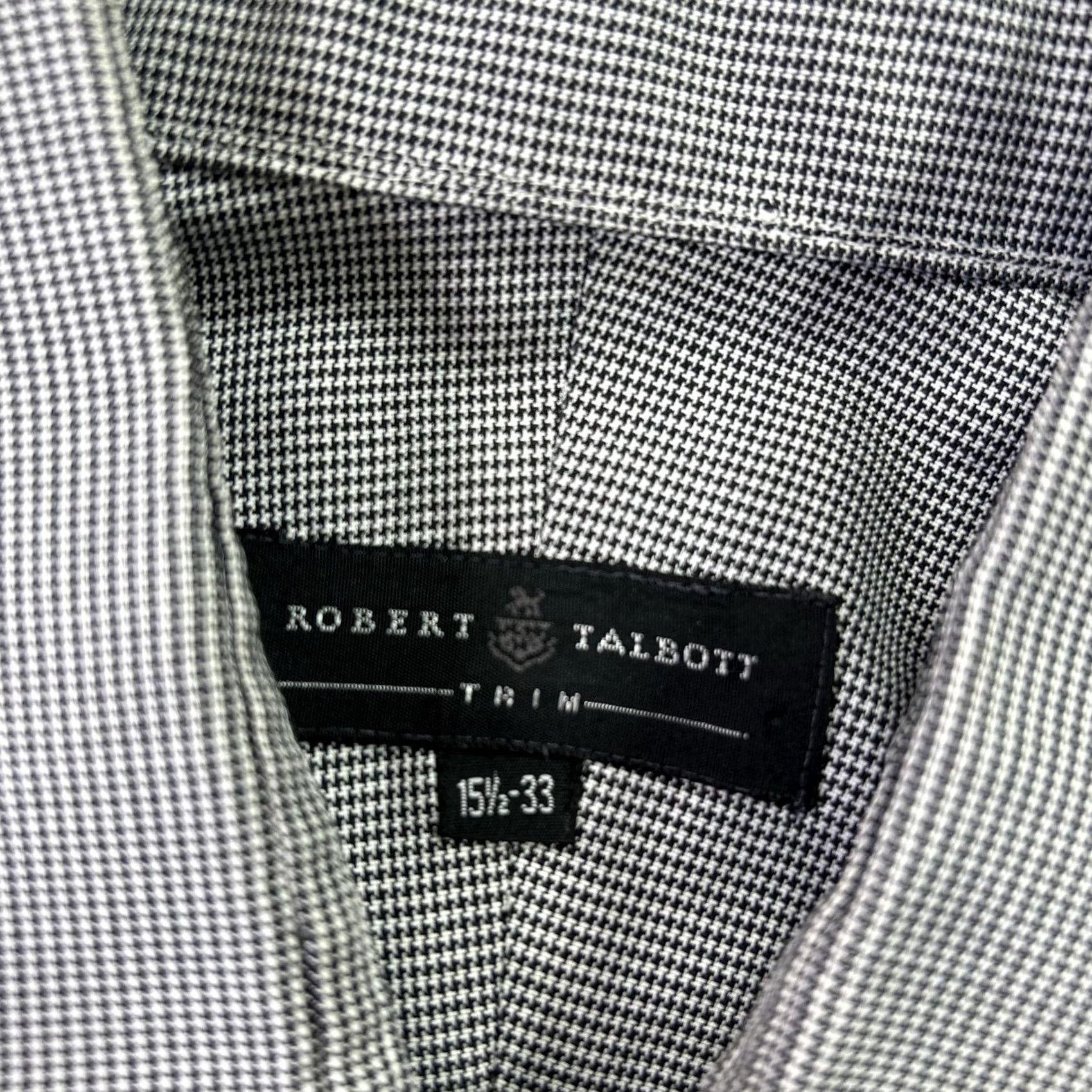 Robert Talbott Robert Talbott Shirt Mens 15.5 32/33 Gray Houndstooth Trim Fit French Cuff Dress Shirt Size US L / EU 52-54 / 3 - 5 Thumbnail