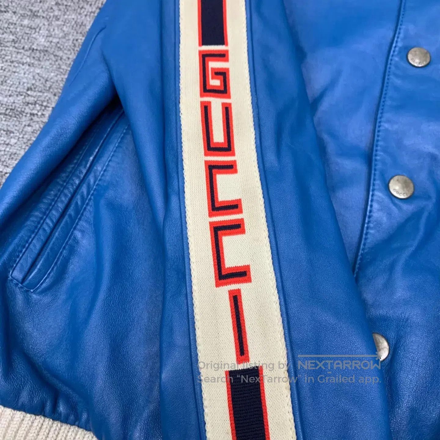 Gucci Blue Striped Bomber Jacket Size M. Size US M / EU 48-50 / 2 - 7 Thumbnail