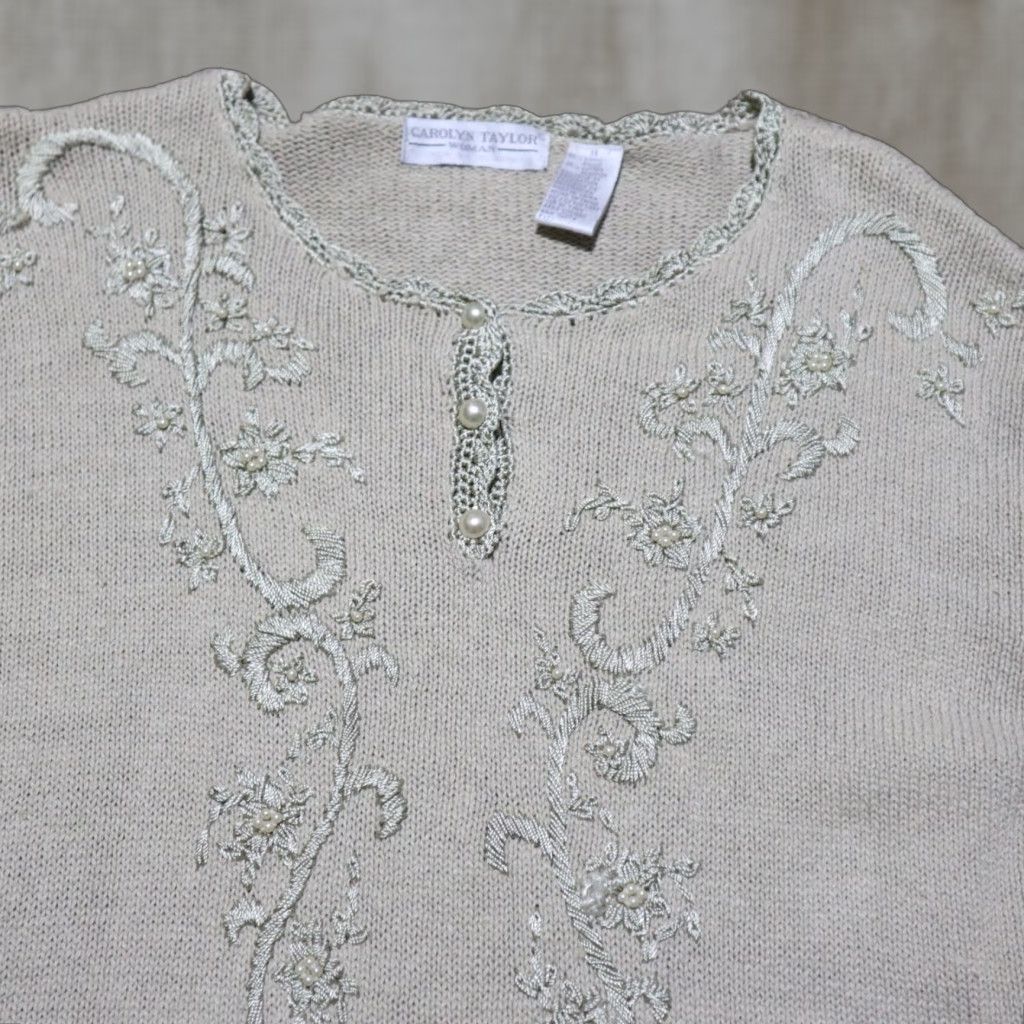 Vintage VINTAGE Carolyn Taylor Sweater Cardigan Women 1X Brown Crochet 90s Designer Ambience Men/Women Size XL / US 12-14 / IT 48-50 - 1 Thumbnail