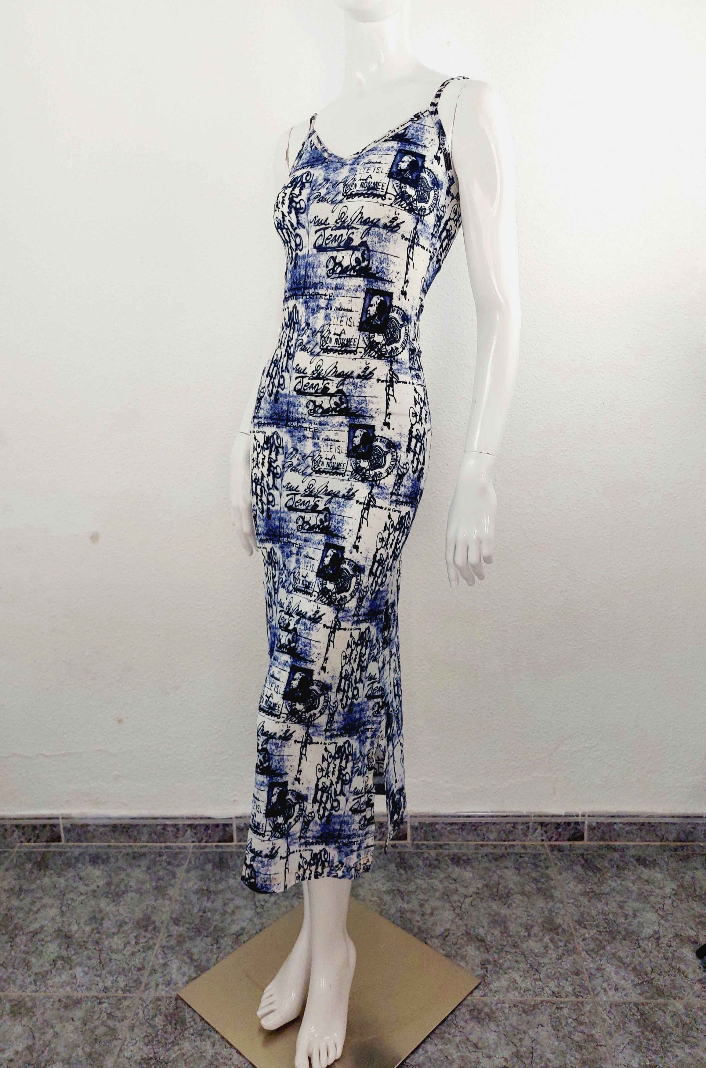 Jean Paul Gaultier Jean Paul Gaultier Stamp Letter Postcard Blue Maxi dress Size M / US 6-8 / IT 42-44 - 8 Thumbnail