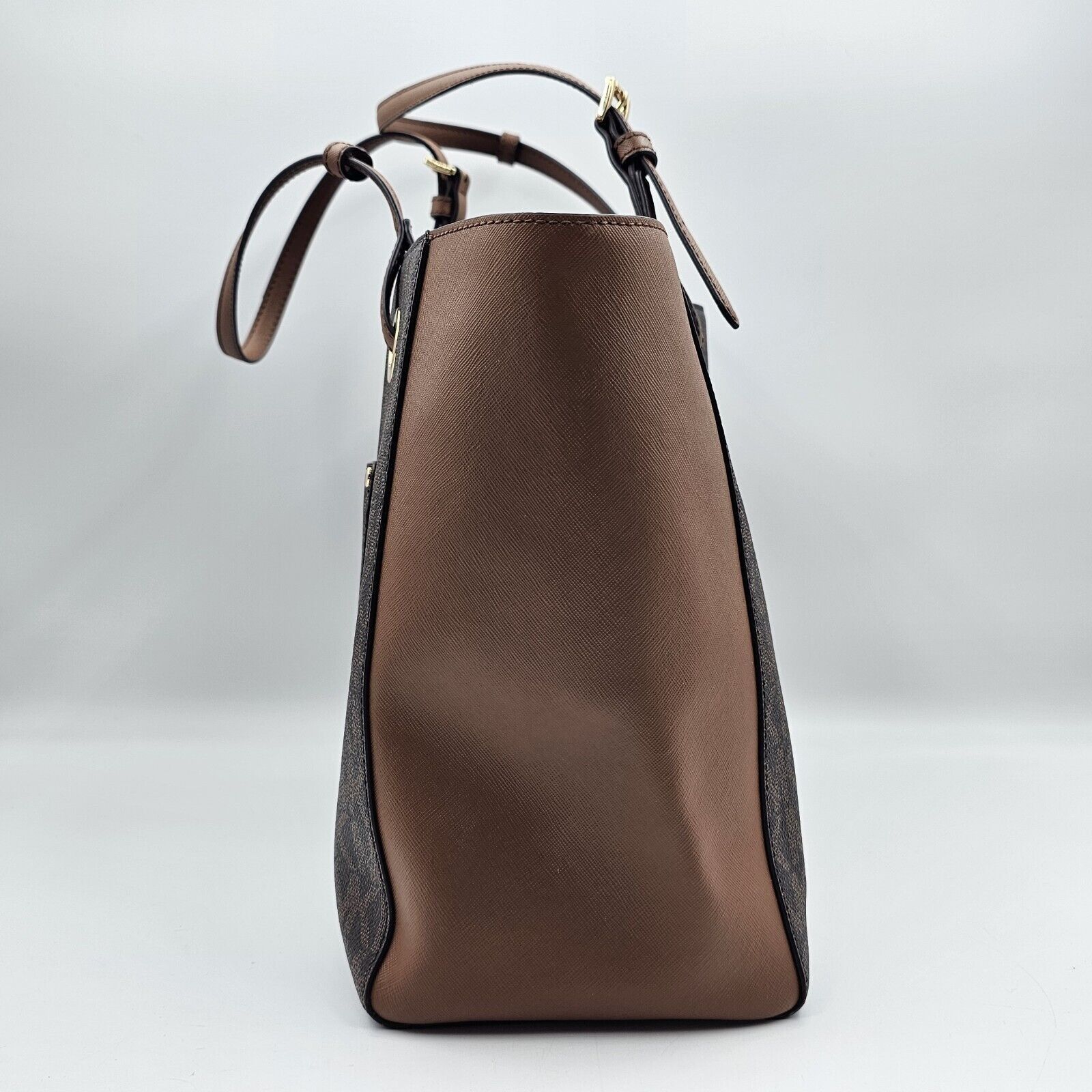 Michael Kors Michael Kors Walsh MK Logo Handbag Tote Purse Brown Tan Gold Size ONE SIZE - 3 Thumbnail