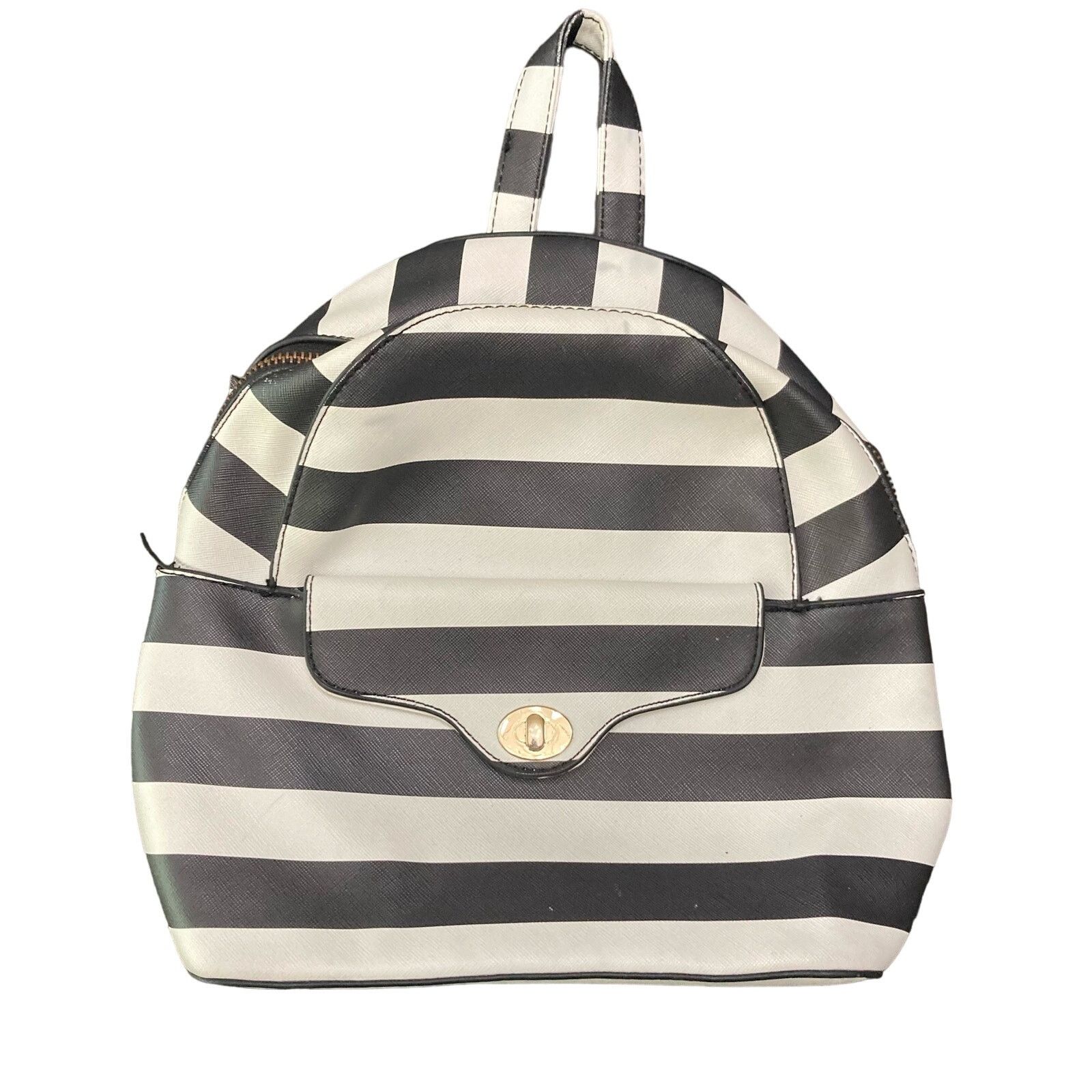 Other Under One Sky Vegan Leather Striped Backpack Black & White Size ONE SIZE - 1 Thumbnail