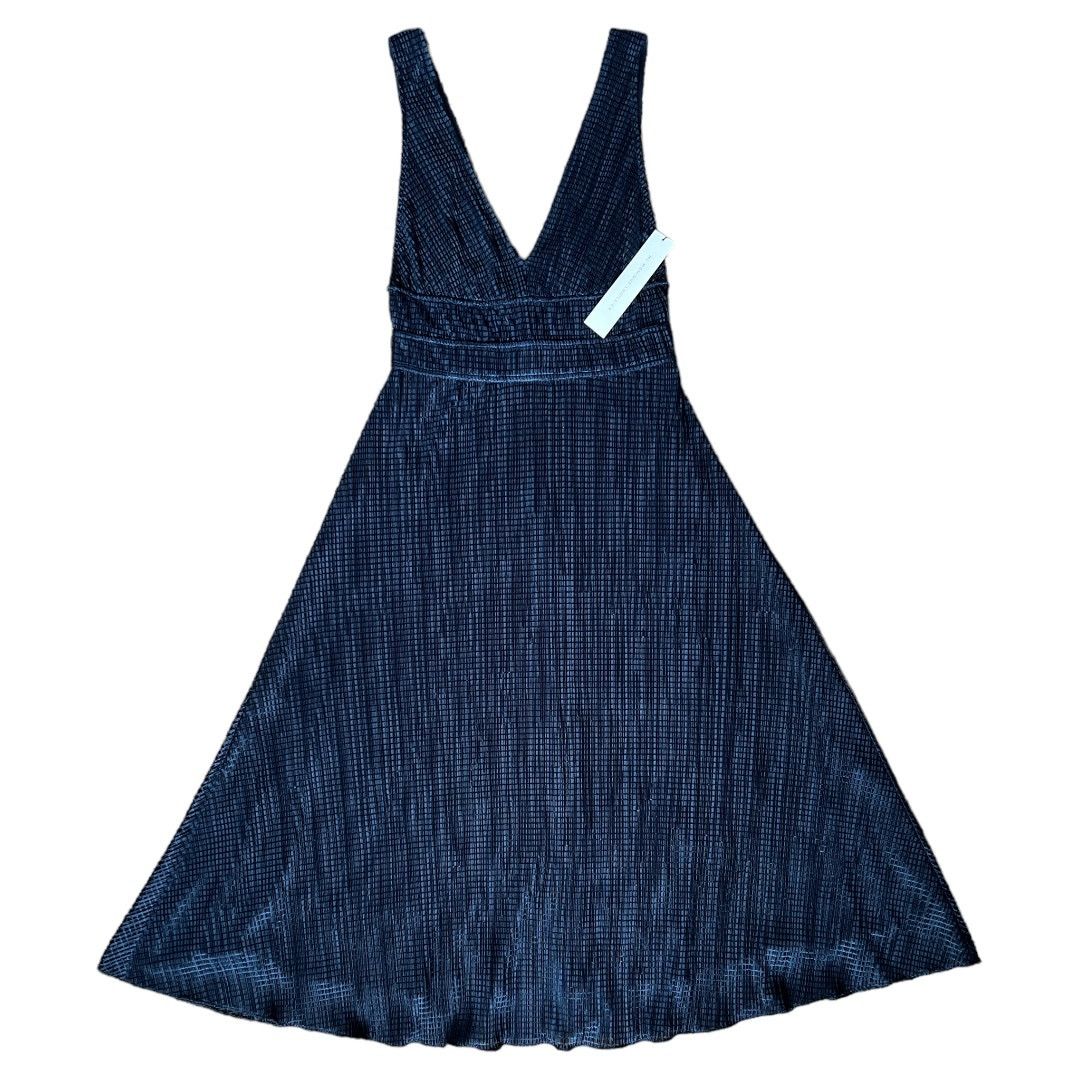 Monique Lhuillier ML MONIQUE LHUILLIER Navy Tie V-back Midi Dress, US0 Size XS / US 0-2 / IT 36-38 - 2 Thumbnail