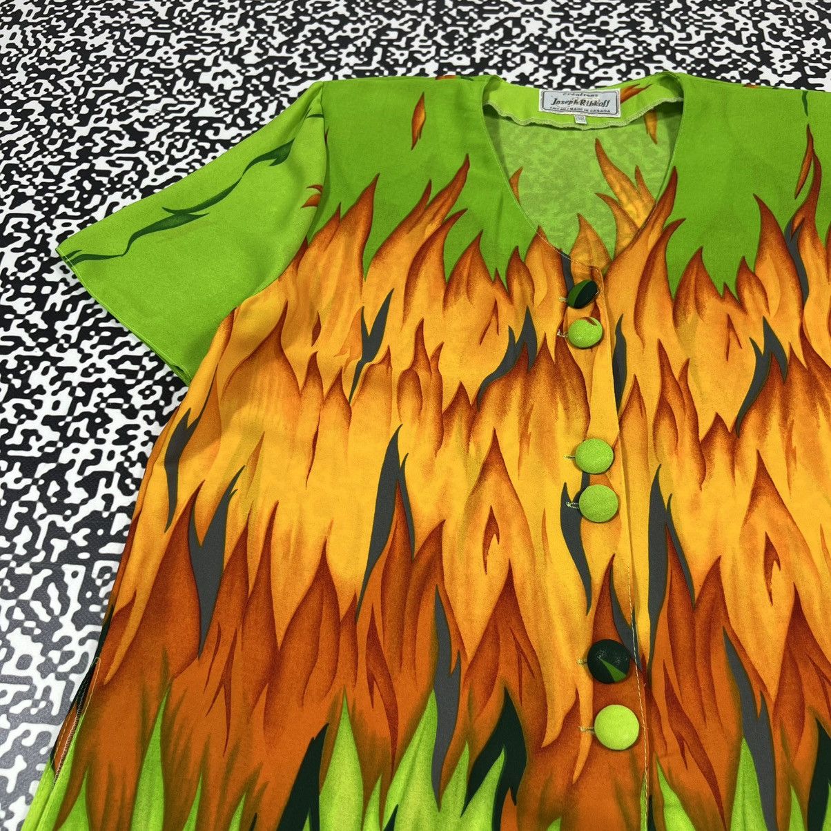 Joseph Ribkoff Vintage 90s Joseph Ribkoff Flame Fire Print Shirts Dress Size XL / US 12-14 / IT 48-50 - 12 Thumbnail