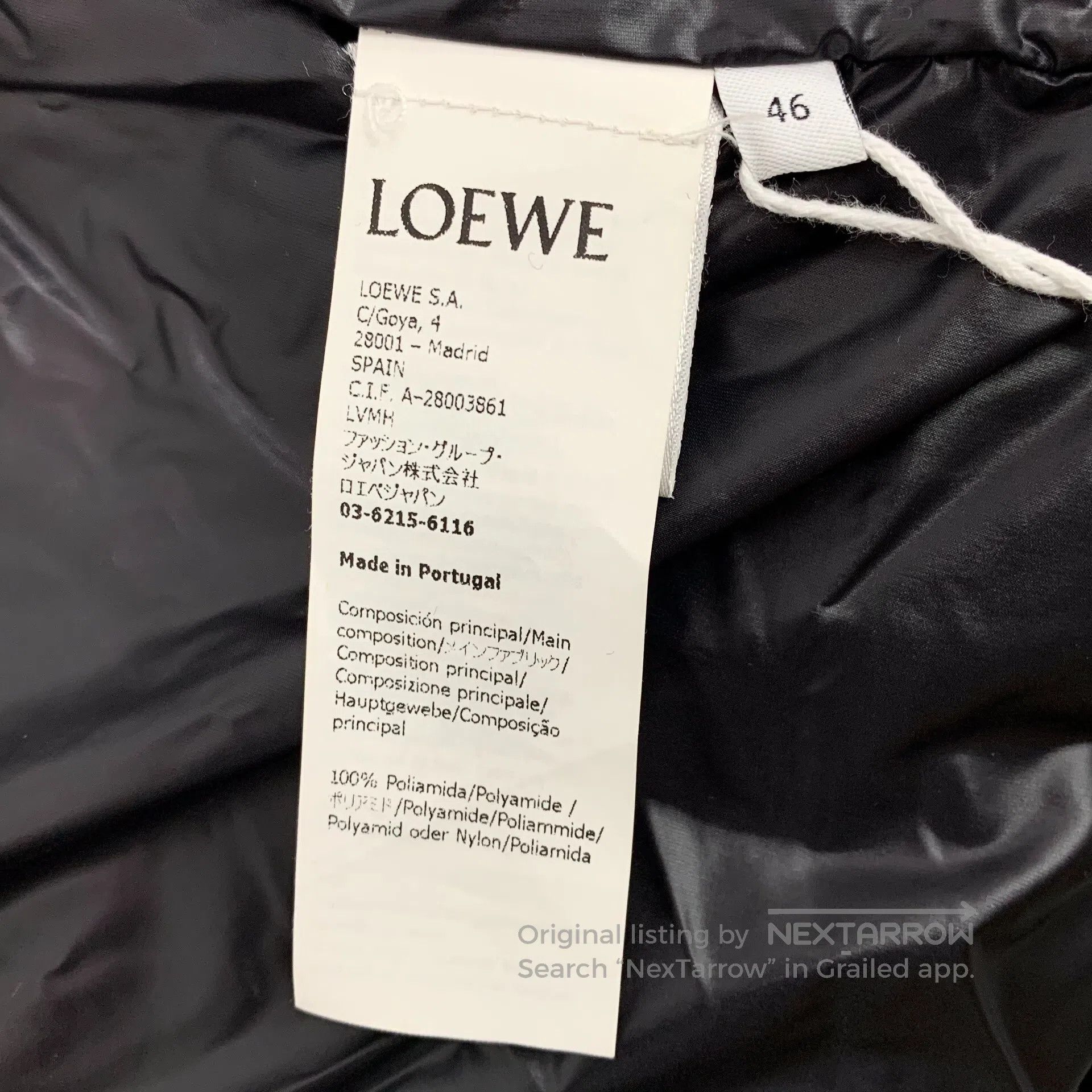 Loewe Loewe Black logo leather brand embossed hooded drawstring Size US S / EU 44-46 / 1 - 6 Thumbnail