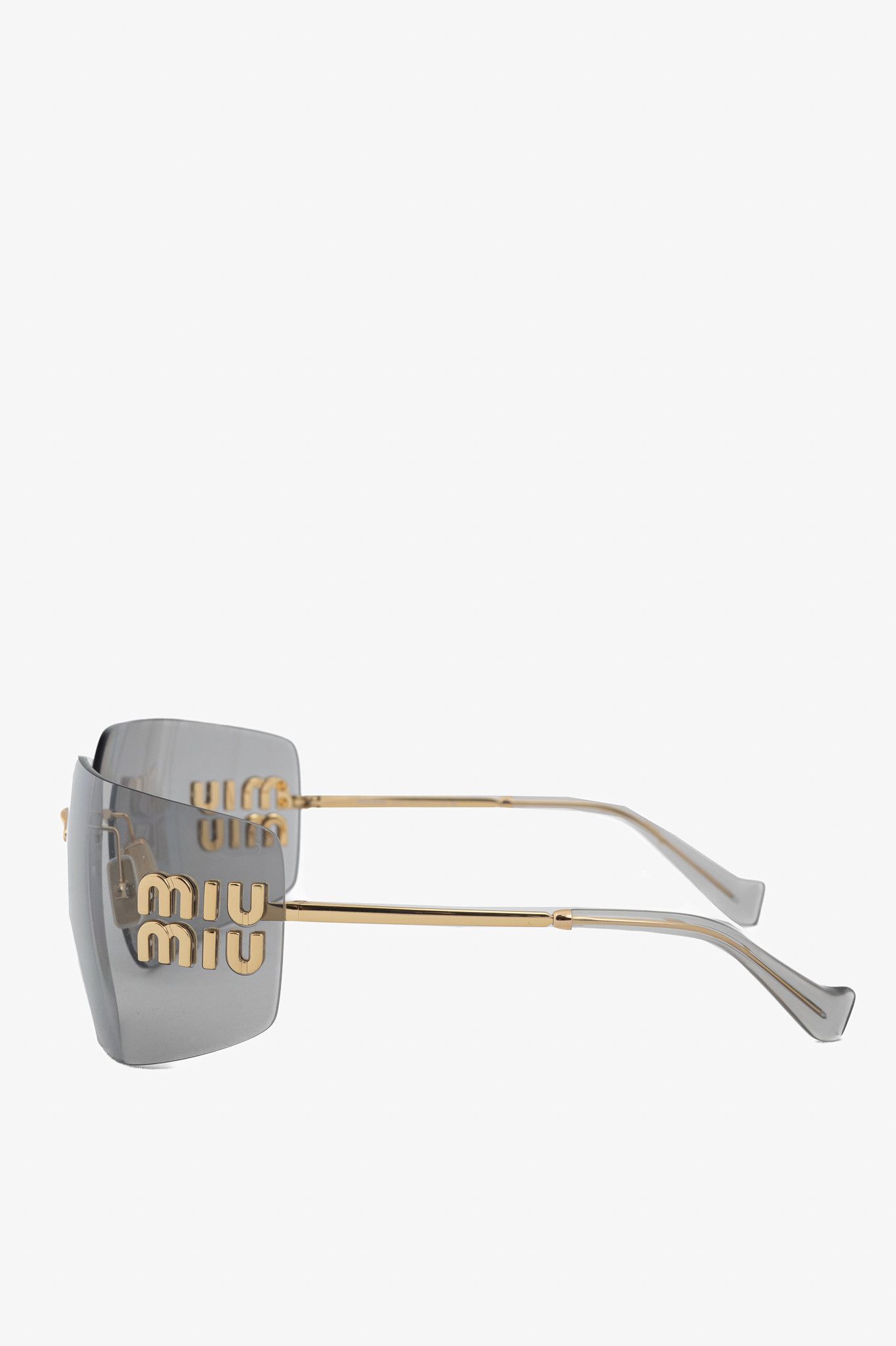 Miu Miu Miu Miu Aube Light Grey & Gold-Tone Sunglasses Size ONE SIZE - 3 Thumbnail