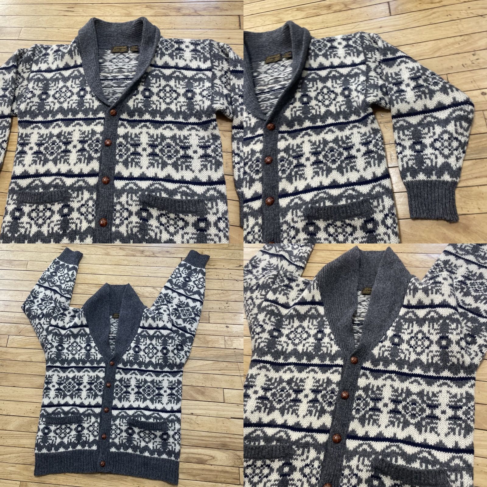 Eddie Bauer VINTAGE Eddie Bauer Cardigan Men L Wool Geometric Knit Crew Neck Blue Gray Capsule 80s 90s Nordic Pattern Christmas Holiday Americana Rustic Size US L / EU 52-54 / 3 - 9 Thumbnail