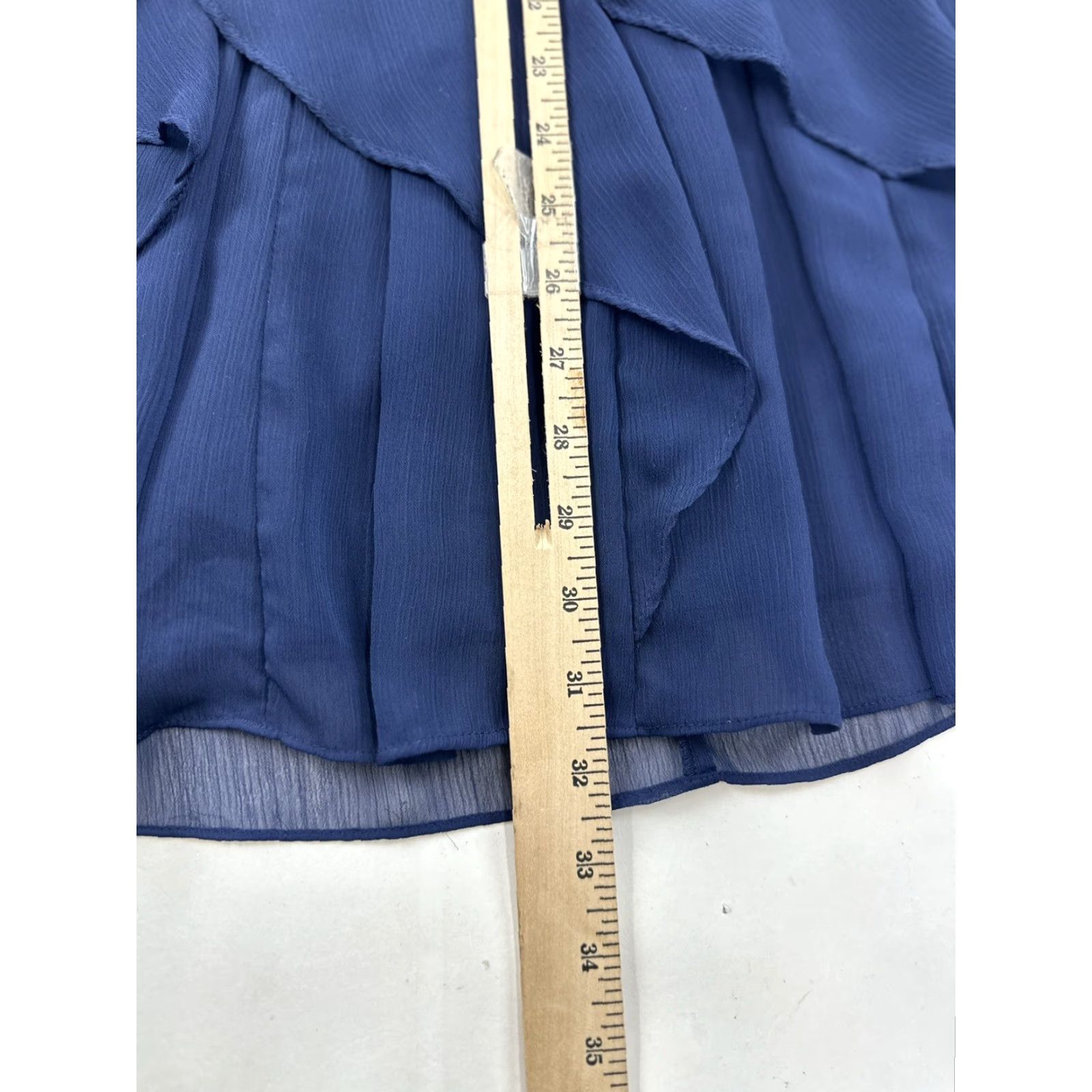 Vintage David’s Bridal Dress Women’s 2 Blue Marine Chiffon Layered Bridesmaids F14169 Size XS / US 0-2 / IT 36-38 - 5 Thumbnail