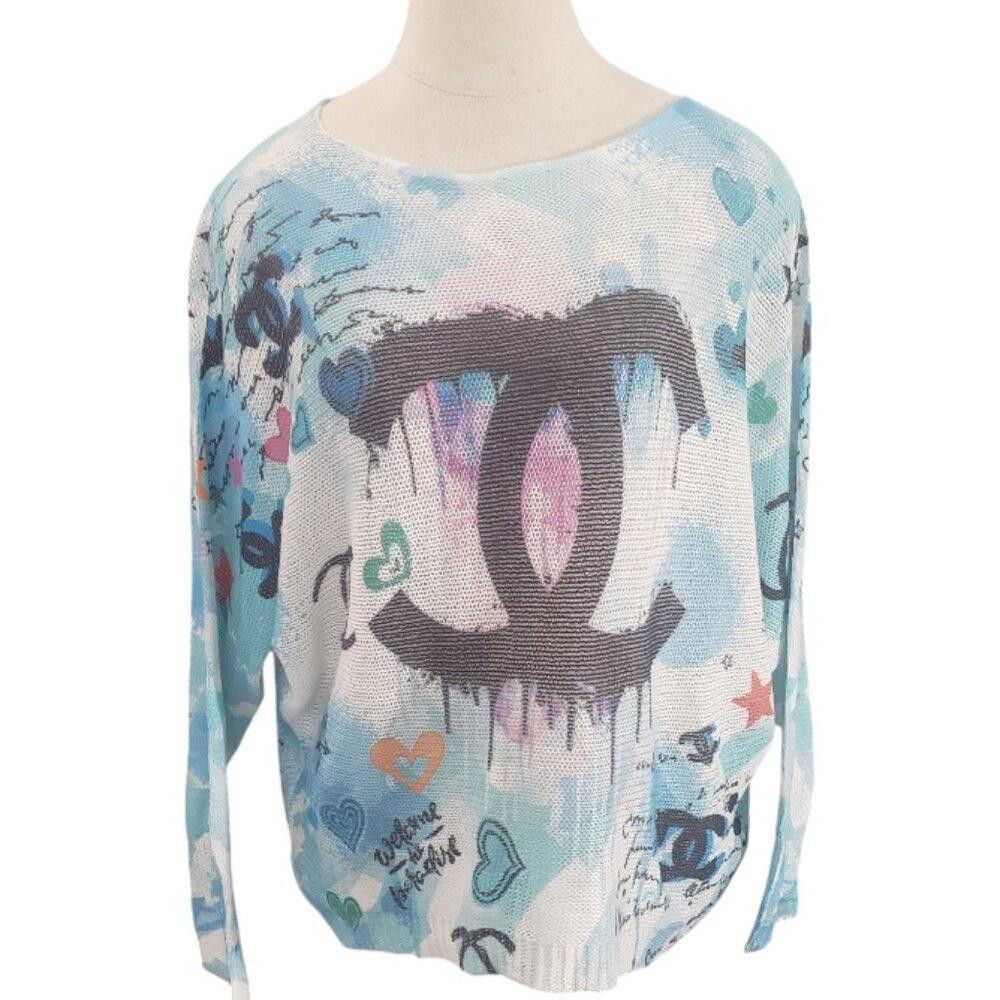 Designer CT1989 Gigi Moda Blue & White Sweater S Size S / US 4 / IT 40 - 1 Thumbnail