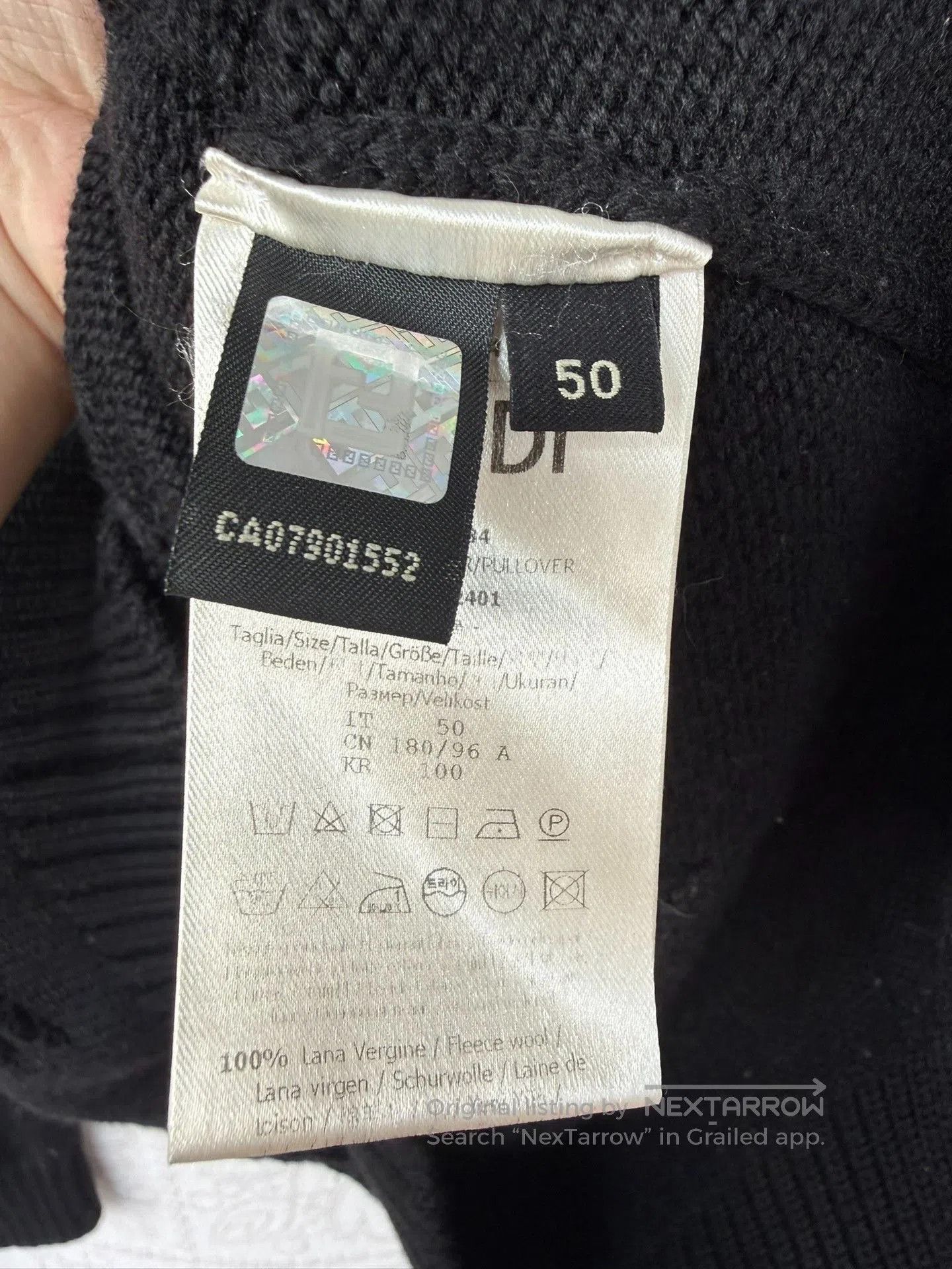 Fendi black Fendi wool sweater with logo print. Size US L / EU 52-54 / 3 - 3 Thumbnail