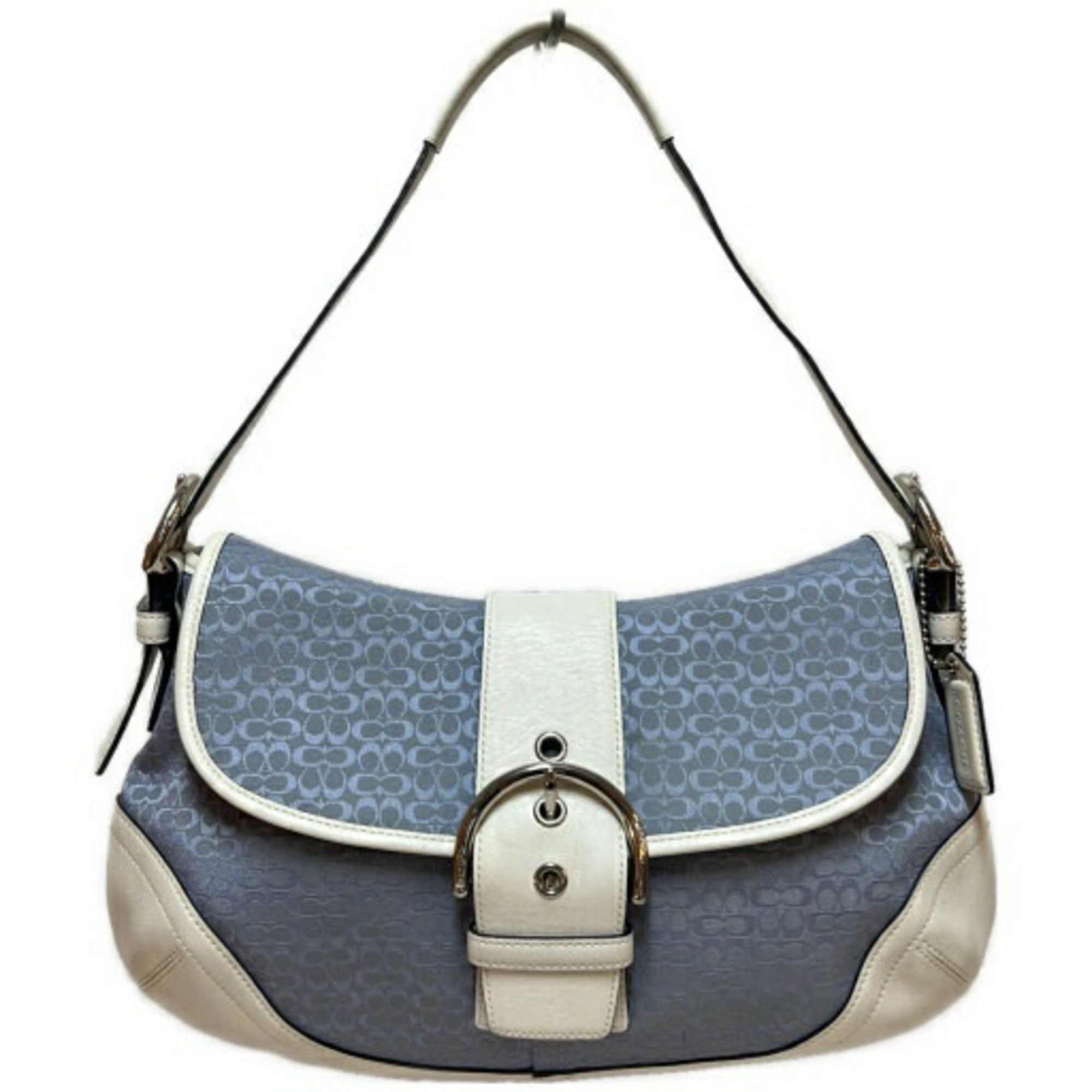 COACH Mini Signature Soho Shoulder Bag 6808 Blue Leather Belt 