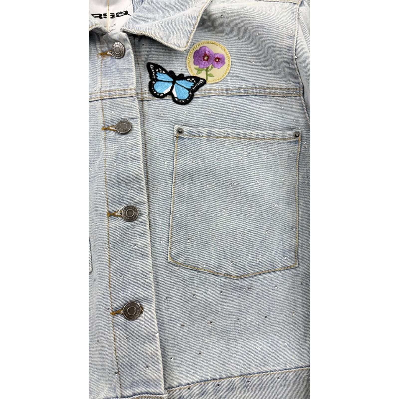 Rsq Veda Soul RSQ Outer Fringe Dream Coat Womens Medium Butterfly Denim Jacket Terrific Beaded Fringe Embroidered Sequin Pockets Size M / US 6-8 / IT 42-44 - 5 Thumbnail
