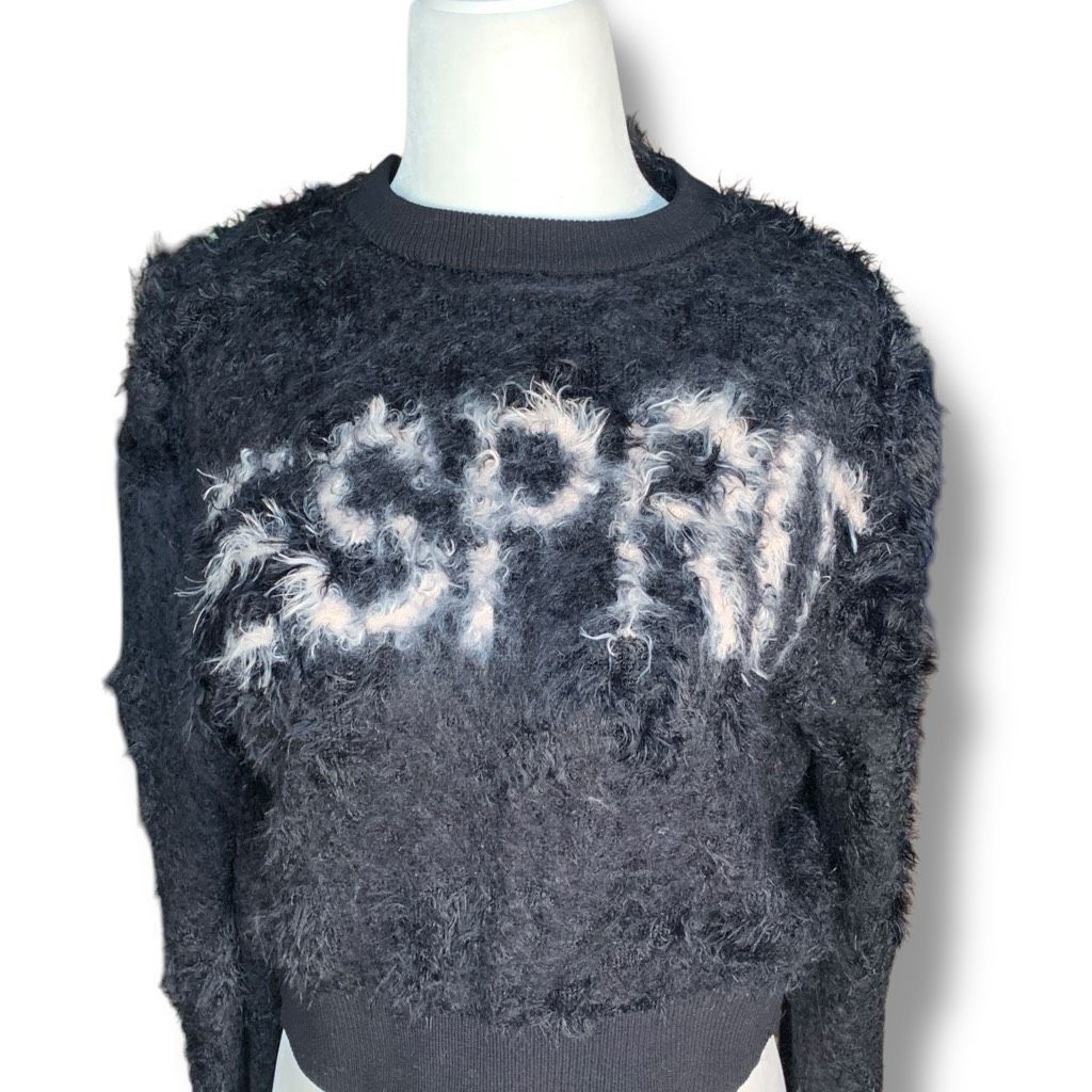 Opening Ceremony Esprit x Opening Ceremony Sweater Black Fuzzy Logo Cropped C Size S / US 4 / IT 40 - 3 Thumbnail