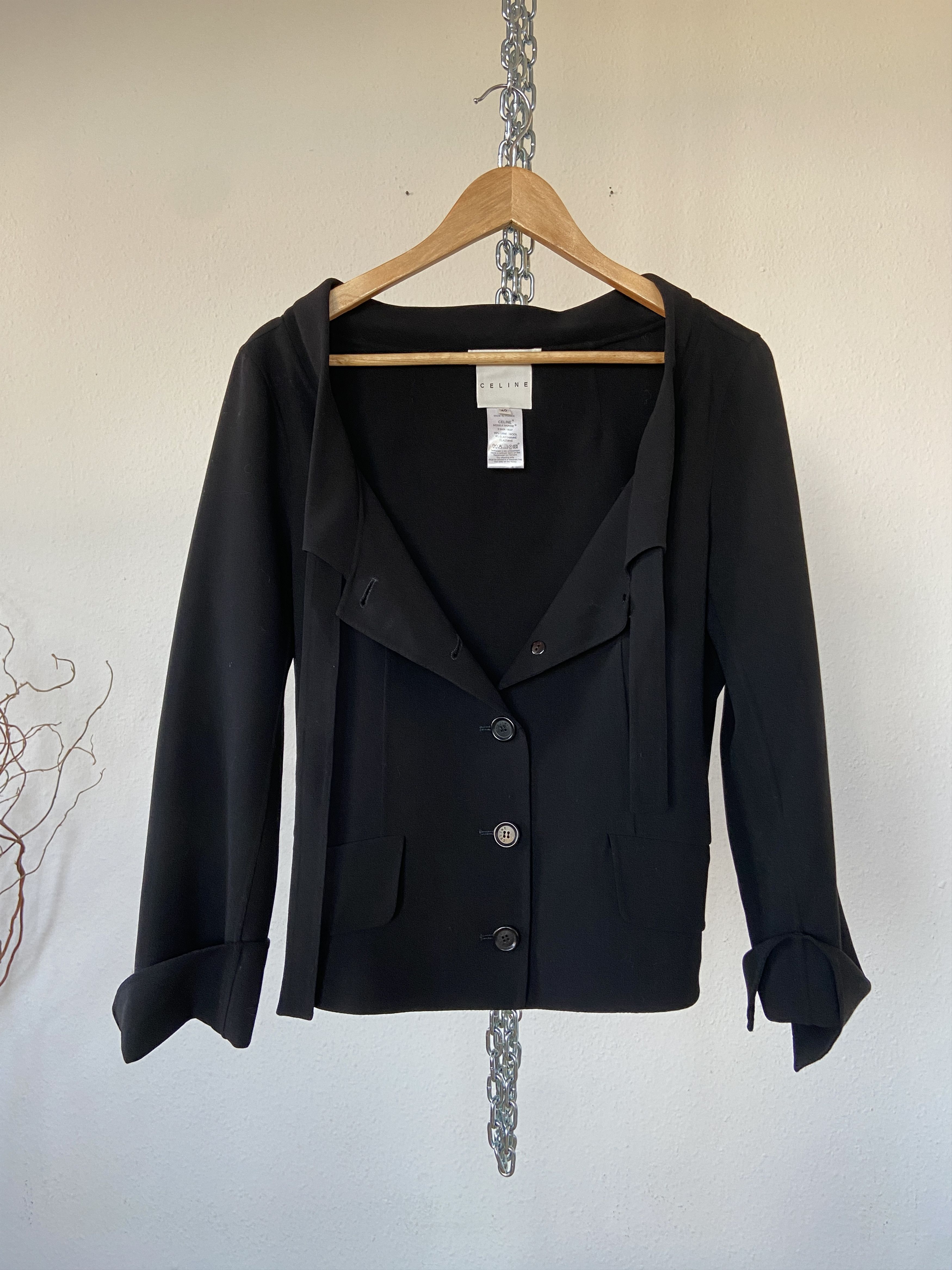 Celine Celine wool black blazer Size S / US 4 / IT 40 - 2 Thumbnail