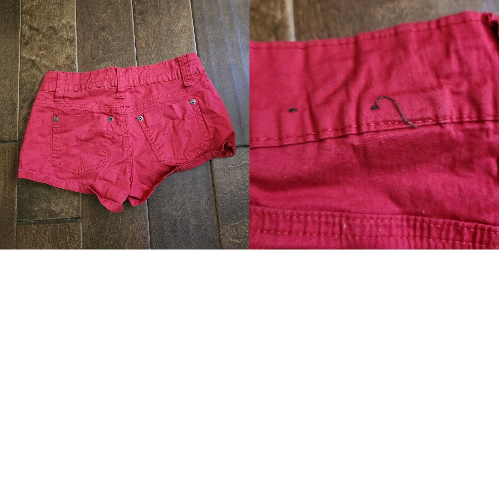 Vintage Zana Di Shorts Women's Red Denim Cotton Spandex Size 0 Casual Party/Cocktail Travel Easy Care Button Closure Vintage No Size 25" / US 0 / IT 36 - 9 Thumbnail