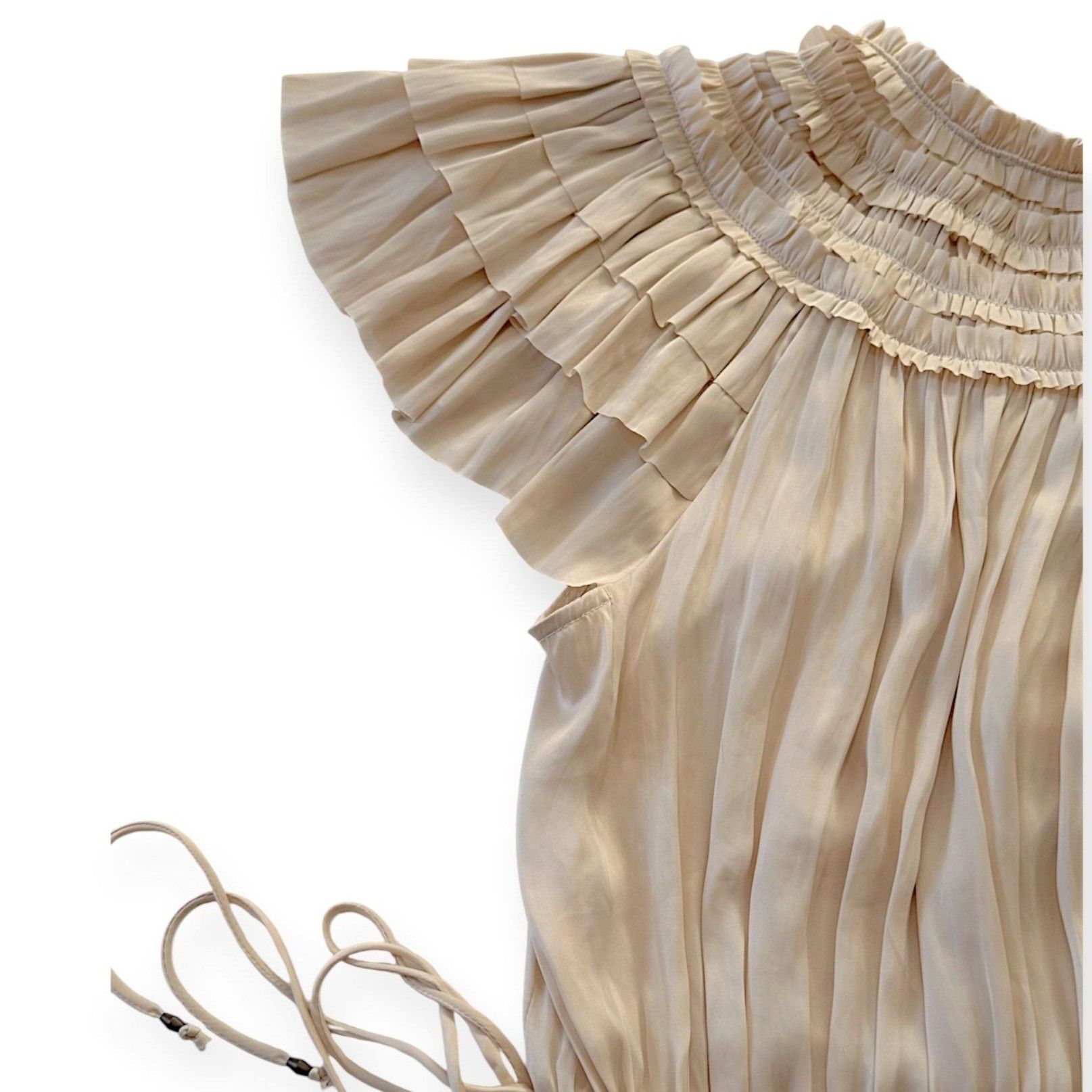 Ulla Johnson Ulla Johnson Isadora Plisse Midi Dress Dawn Cream Size 2 NWT Size XS / US 0-2 / IT 36-38 - 10 Thumbnail