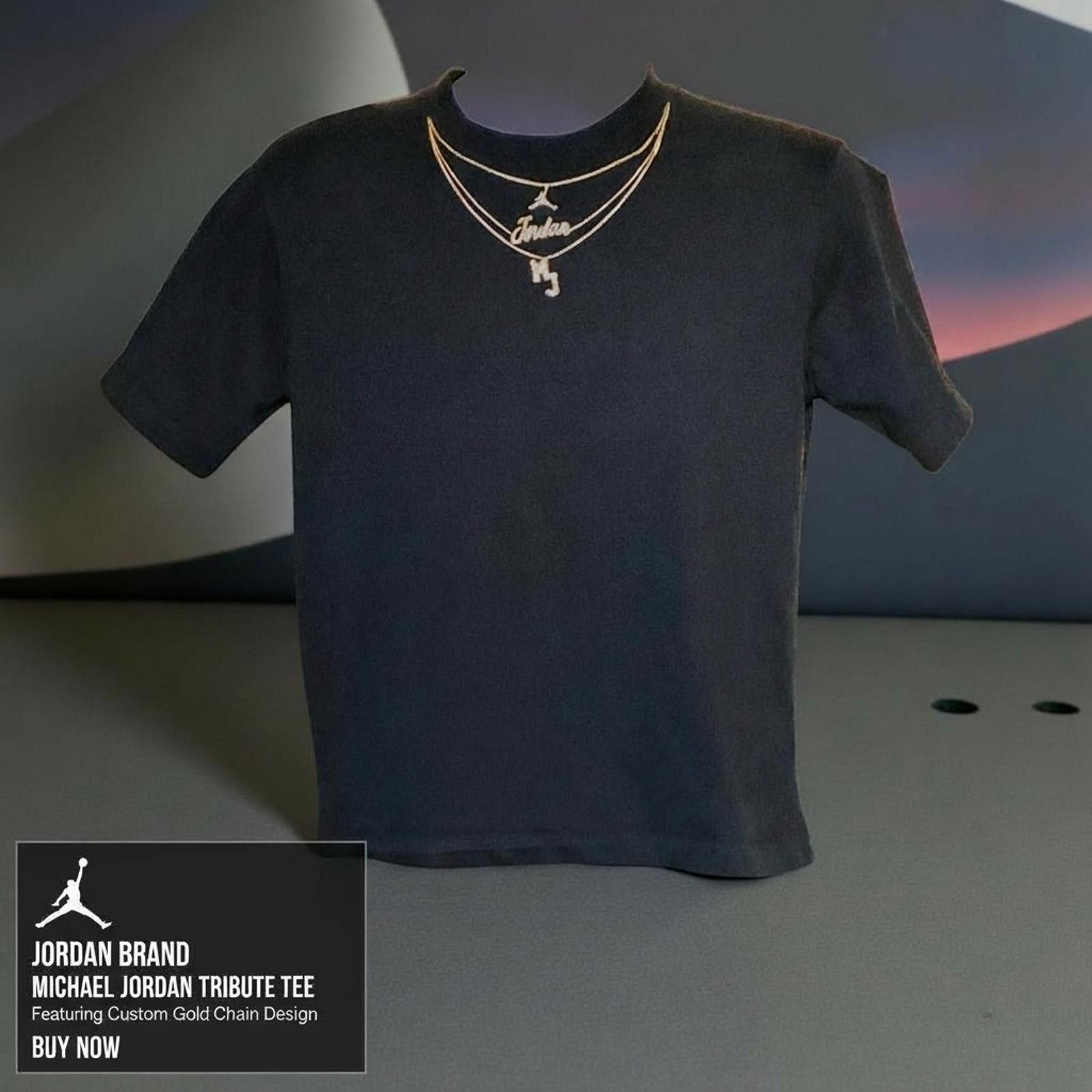 Jordan Brand Michael Jordan Tribute Tee with Custom Gold Chain Design Size US M / EU 48-50 / 2 - 1 Thumbnail