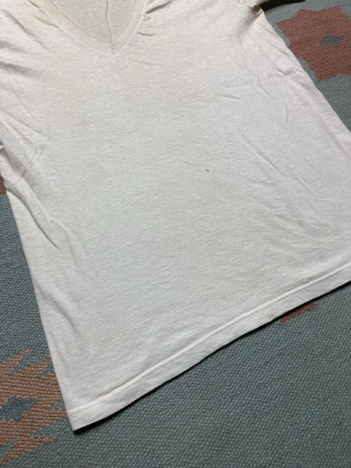 Vintage VTG 70s blank white t shirt v neck cotton thin grunge soft M Size US M / EU 48-50 / 2 - 4 Thumbnail