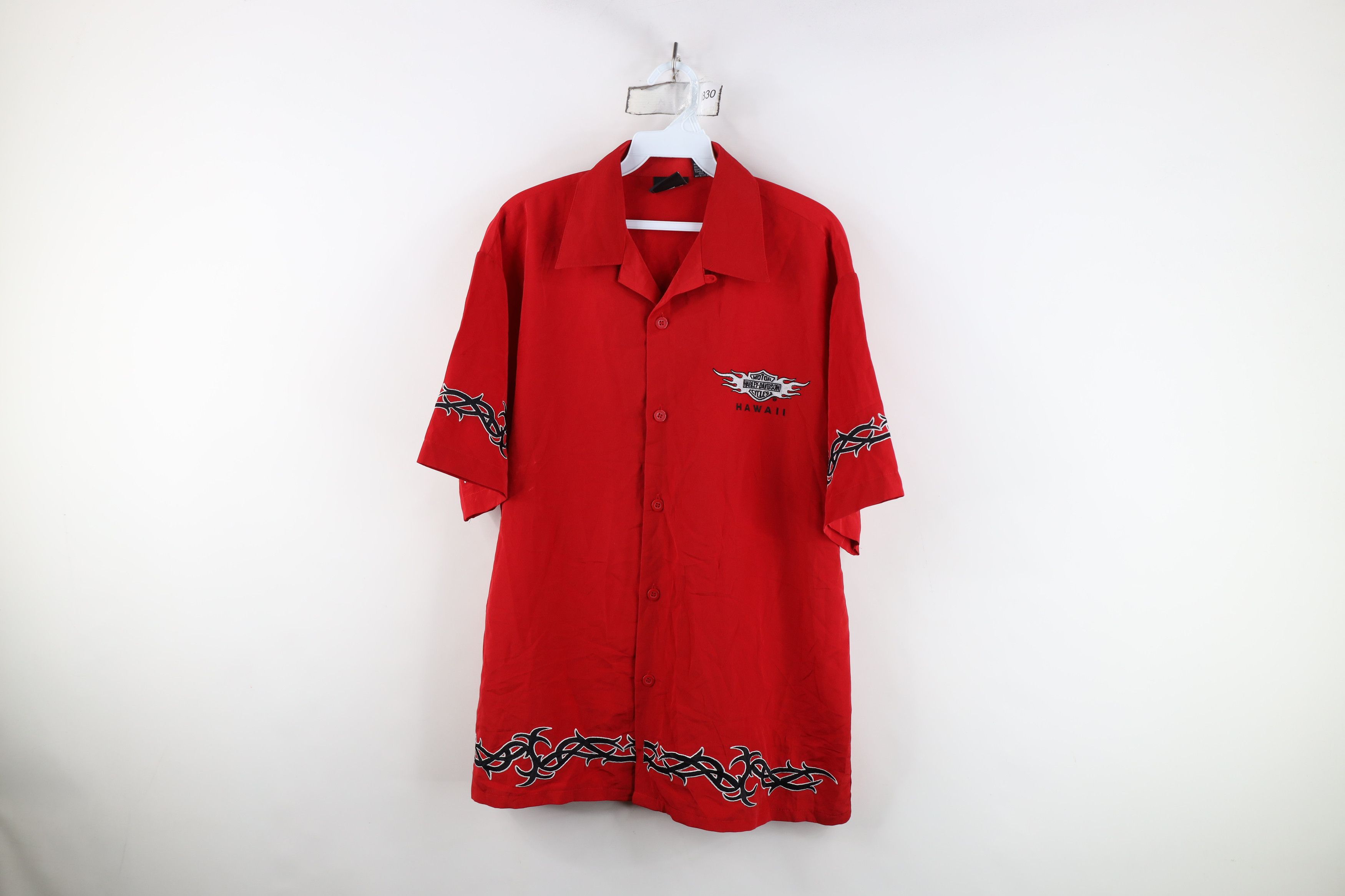 Vintage Harley Davidson Tribal Fire Flames Button Shirt