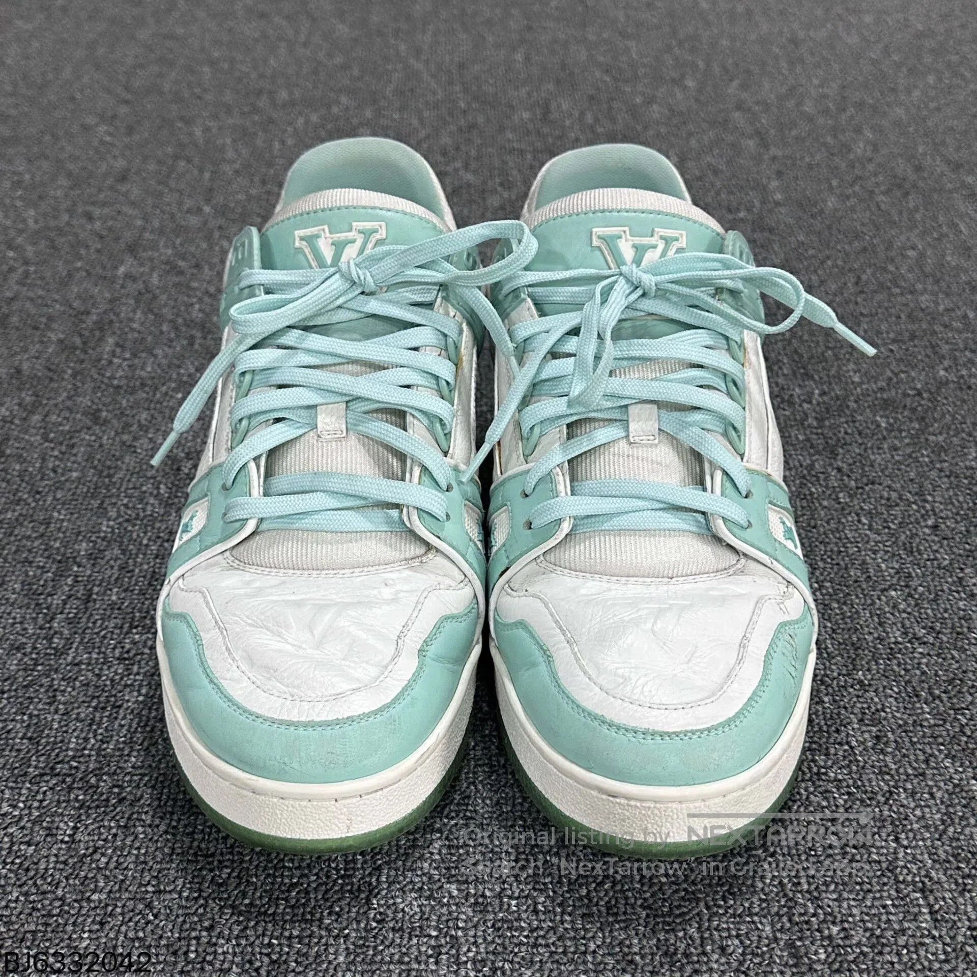 Louis Vuitton tiffany green embossed trainer by louis vuitton. Size US 9 / EU 42 - 3 Thumbnail