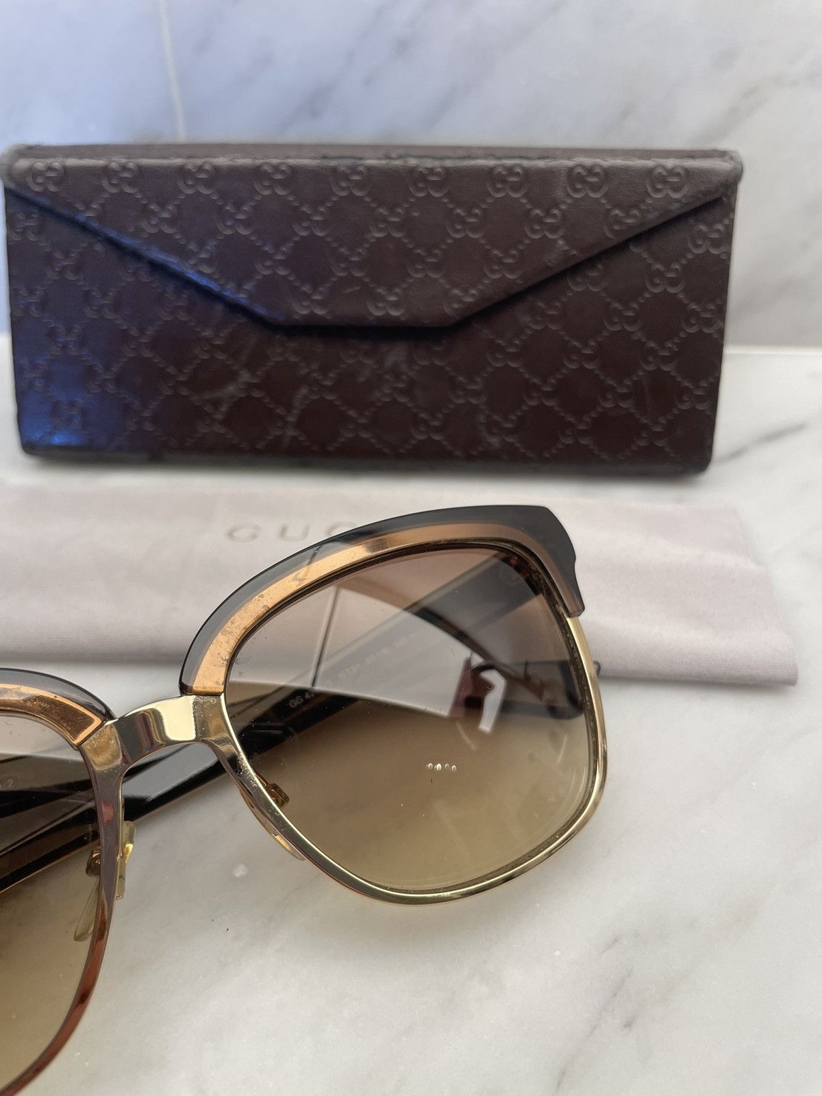 Gucci Gucci gg 4246 🔥 sunglasses with leather monogram case Size ONE SIZE - 8 Thumbnail