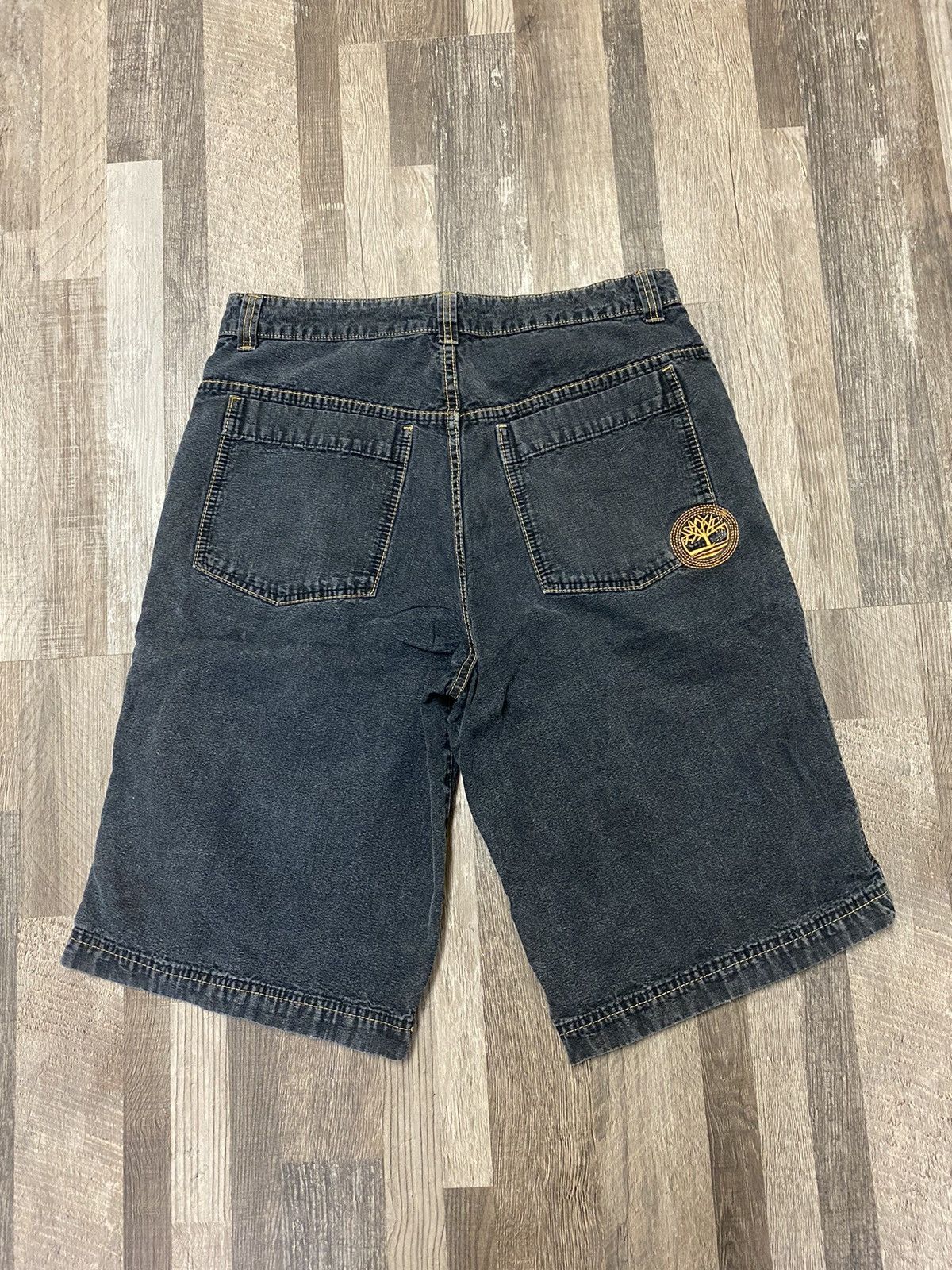 Timberland Baggy Embroidered Logo Denim Jean Shorts y2k