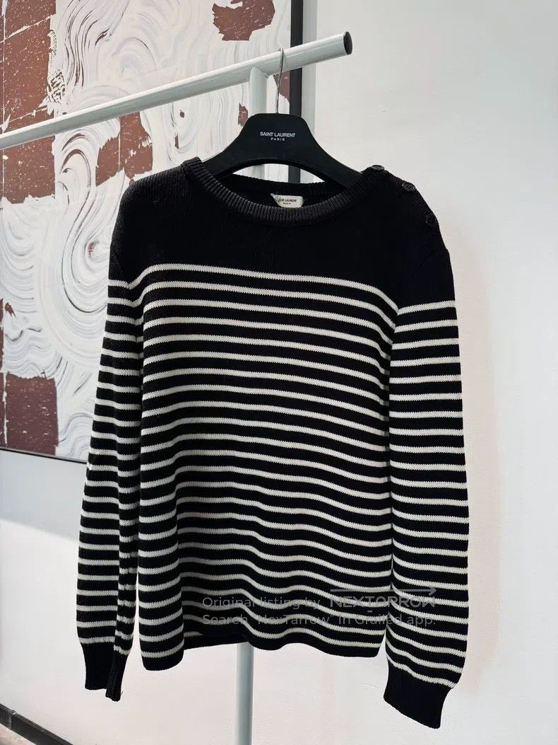 Saint Laurent Paris Saint Laurent Paris Striped Sweater Size US M / EU 48-50 / 2 - 1 Thumbnail