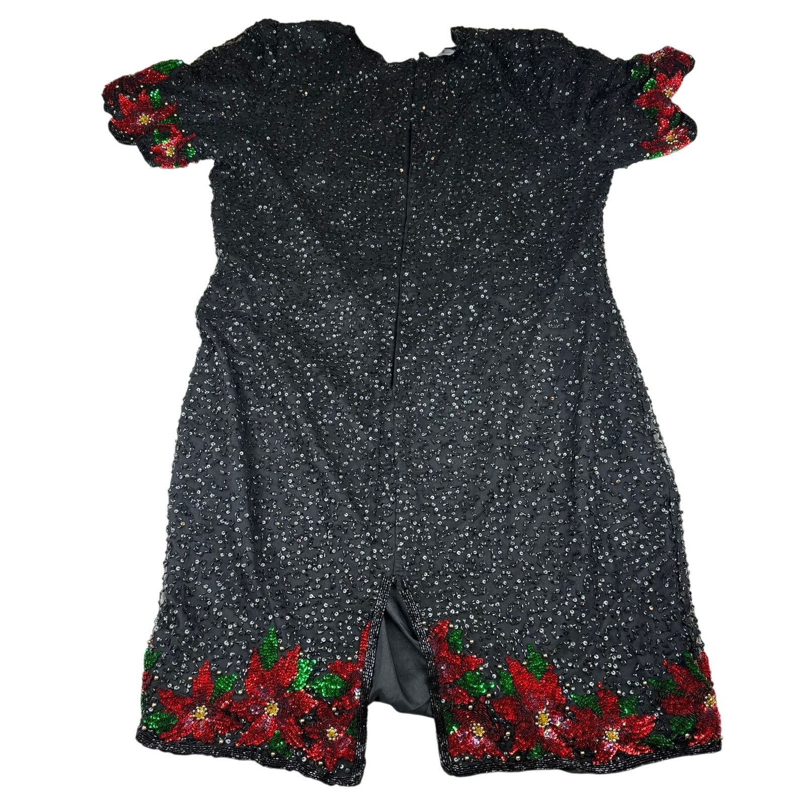 Other Vintage Laurence Kazar Black Sequin Dress Poinsettia Small Size XL / US 12-14 / IT 48-50 - 2 Thumbnail