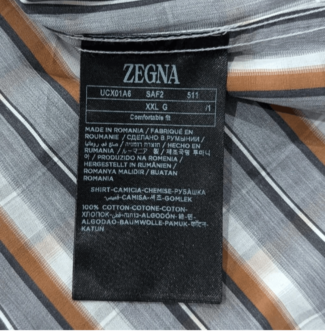 Ermenegildo Zegna Ermenegildo Zegna Check Button Up Shirt Gray/Brown 2XL Size US XXL / EU 58 / 5 - 4 Thumbnail