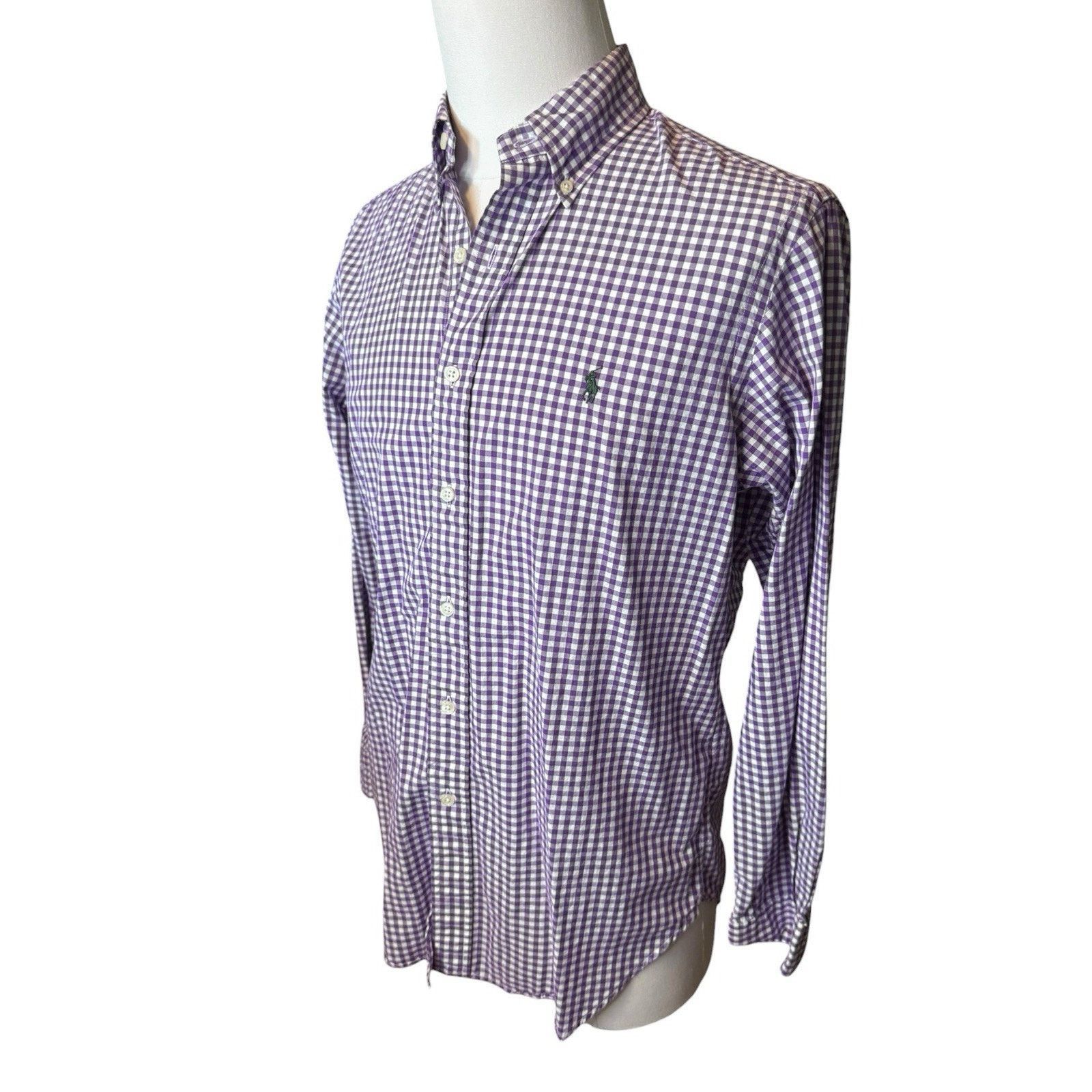Ralph Lauren Ralph Lauren Gingham Button Down Shirt Medium Purple Cotton Size US M / EU 48-50 / 2 - 2 Thumbnail
