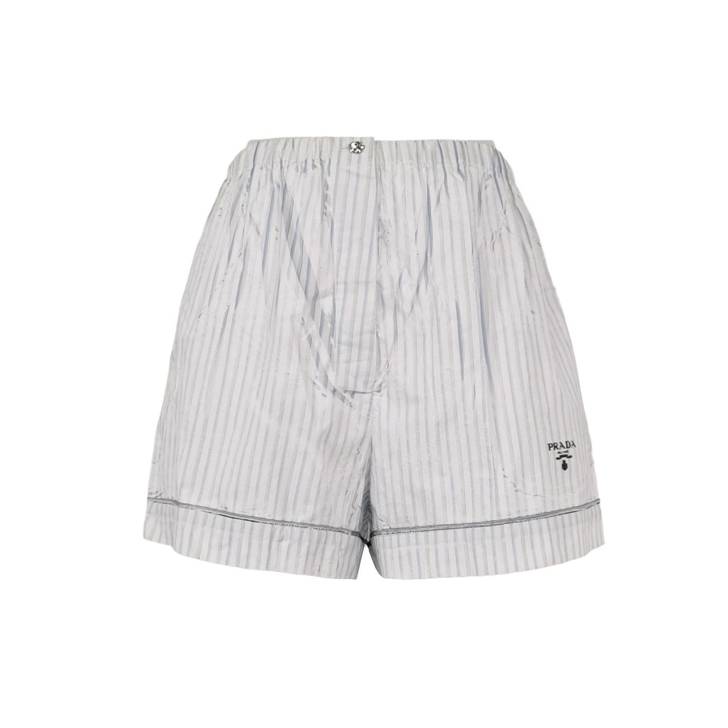Prada Prada Striped Logo Cotton Shorts for Women 0089 Size 36" / US 14 / IT 50 - 1 Thumbnail