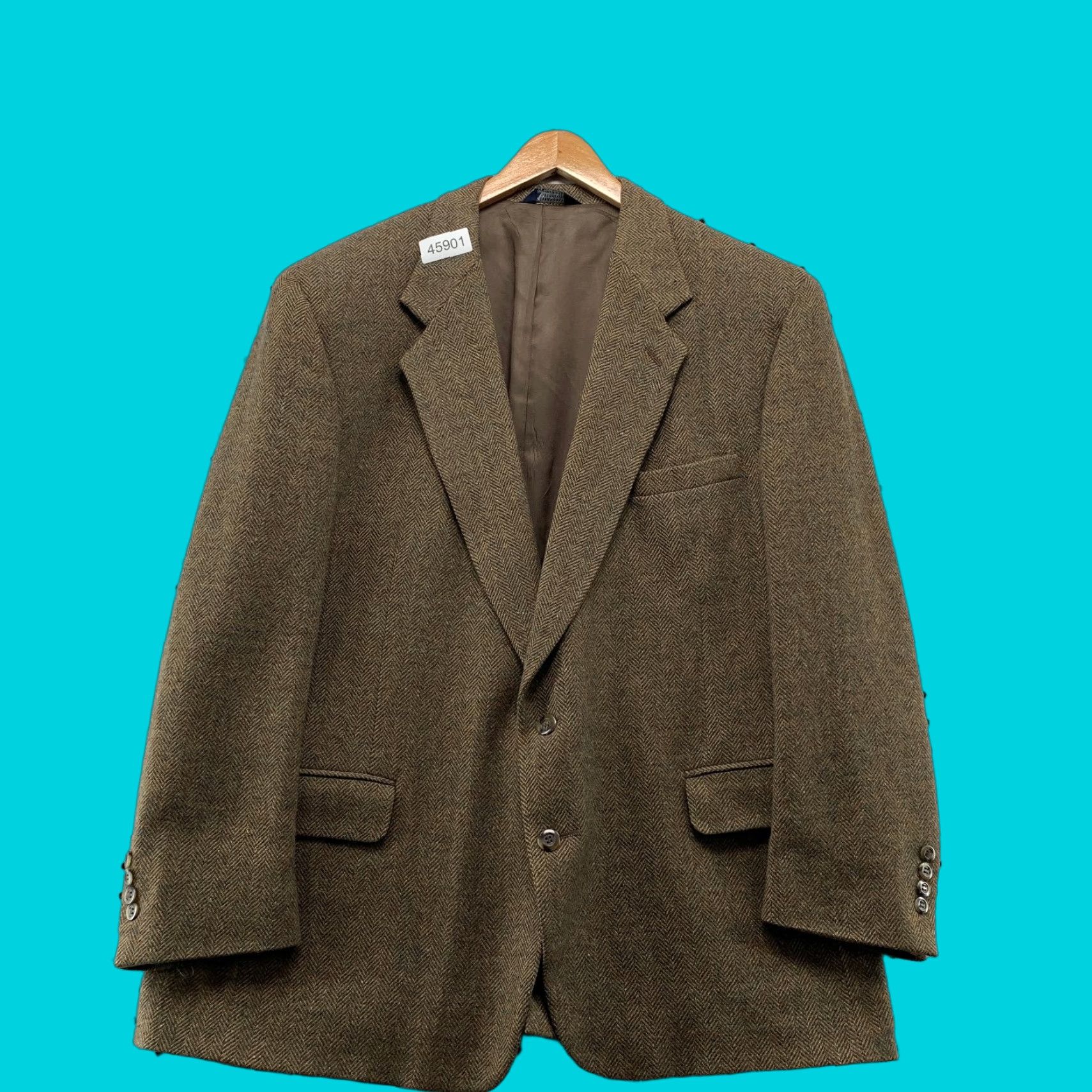 Vintage VINTAGE Kuppenheimer Blazer Mens 40/42 Tweed Wool Brown Herringbone USA Size 42R - 1 Thumbnail