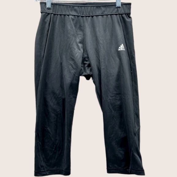 Adidas Vintage adidas Pants Women Large Black Athletic Elastic Waist Trefoil Crop Gym Size 36" / US 14 / IT 50 - 1 Thumbnail