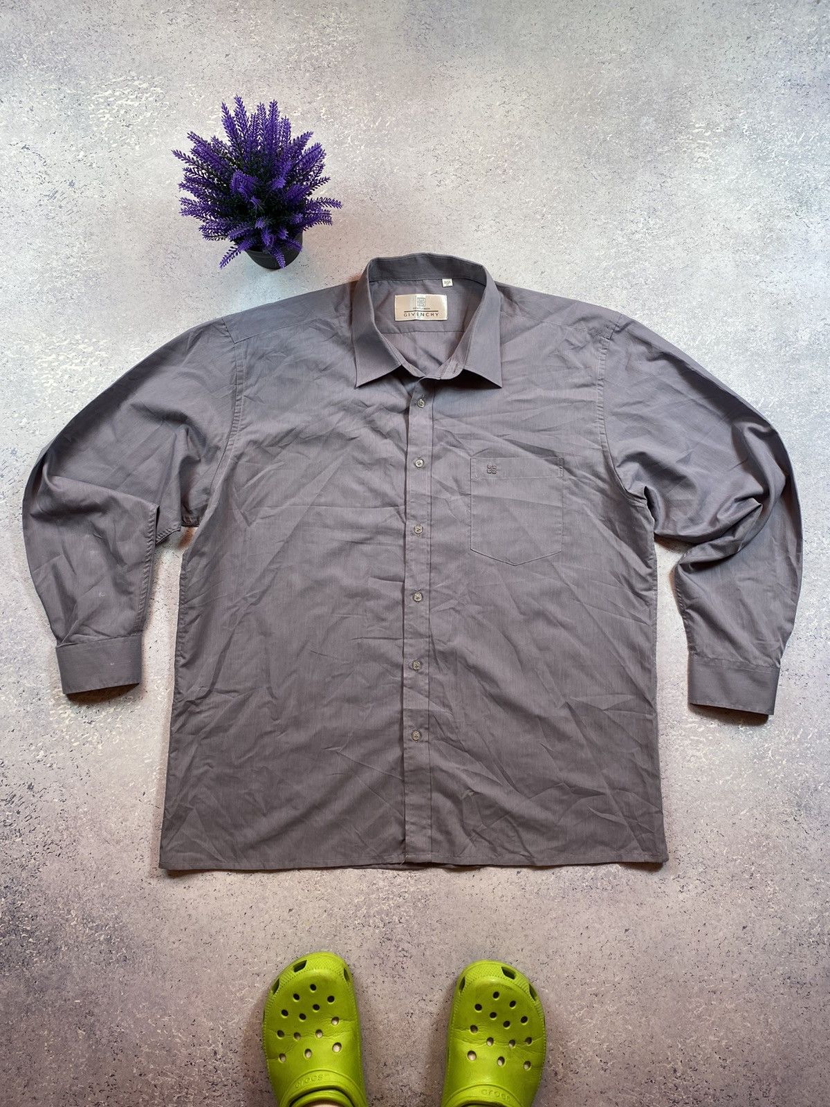 Givenchy Givenchy Gentleman Men’s Grey Shirt with Mini Logo Size US XL / EU 56 / 4 - 1 Thumbnail