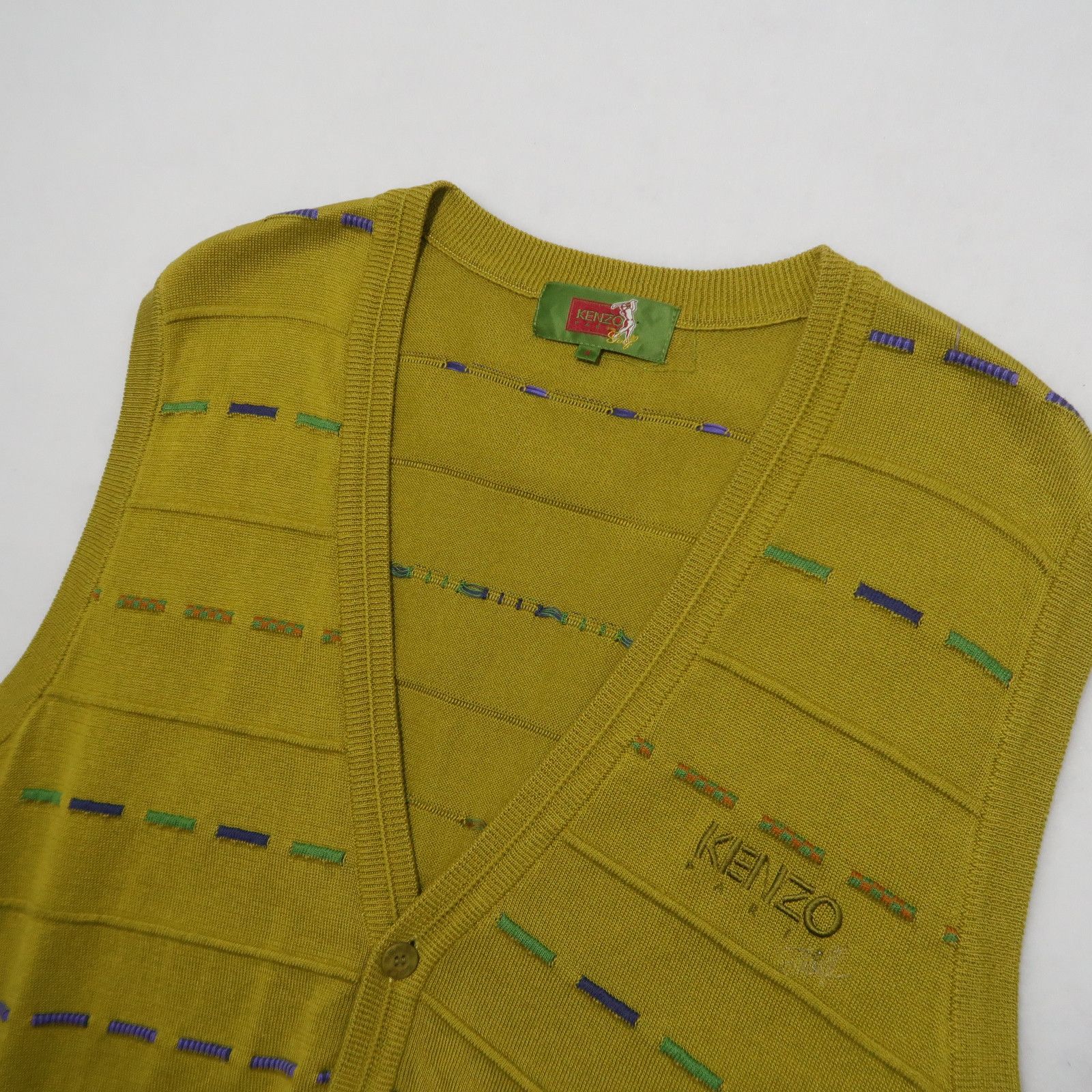 Vintage Kenzo Golf 3d Pattern Cardigan Knit Vest in Yellow, Men's — image 5 of 6