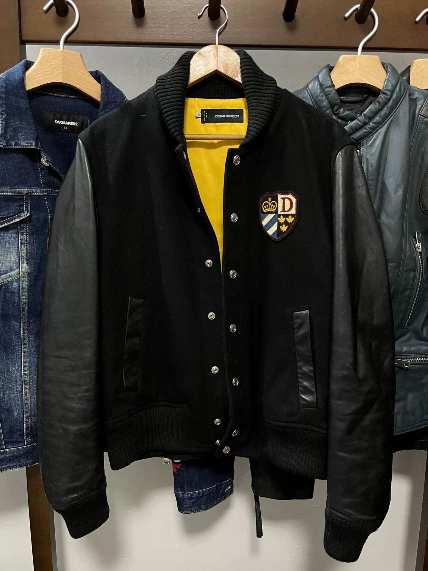 Dsquared2 DSQUARED2 Men's Wool Leather Sleeve Jacket Size US M / EU 48-50 / 2 - 1 Thumbnail