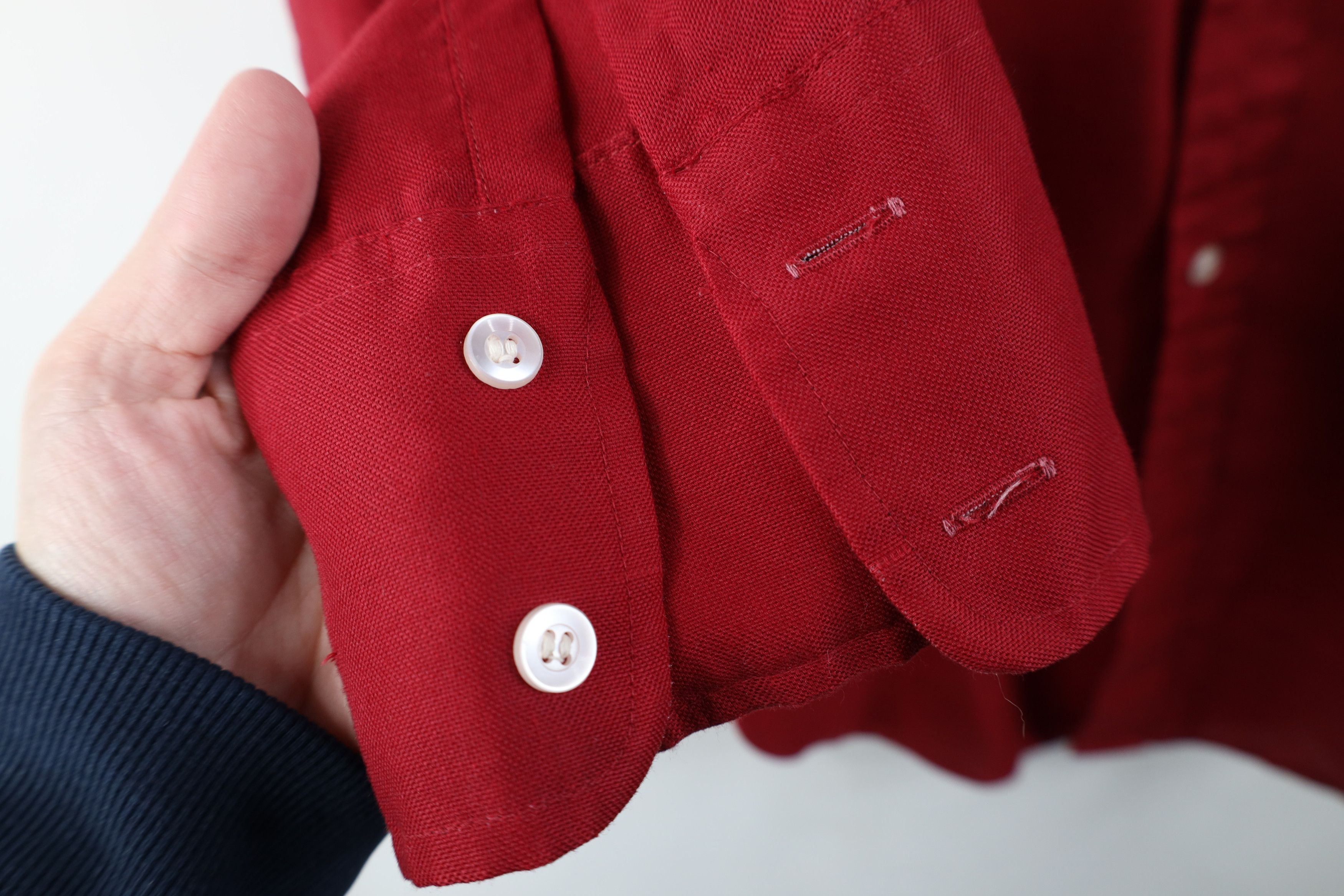 Vintage Vintage 70s Streetwear Knit Collared Button Down Shirt Red Size US L / EU 52-54 / 3 - 5 Thumbnail