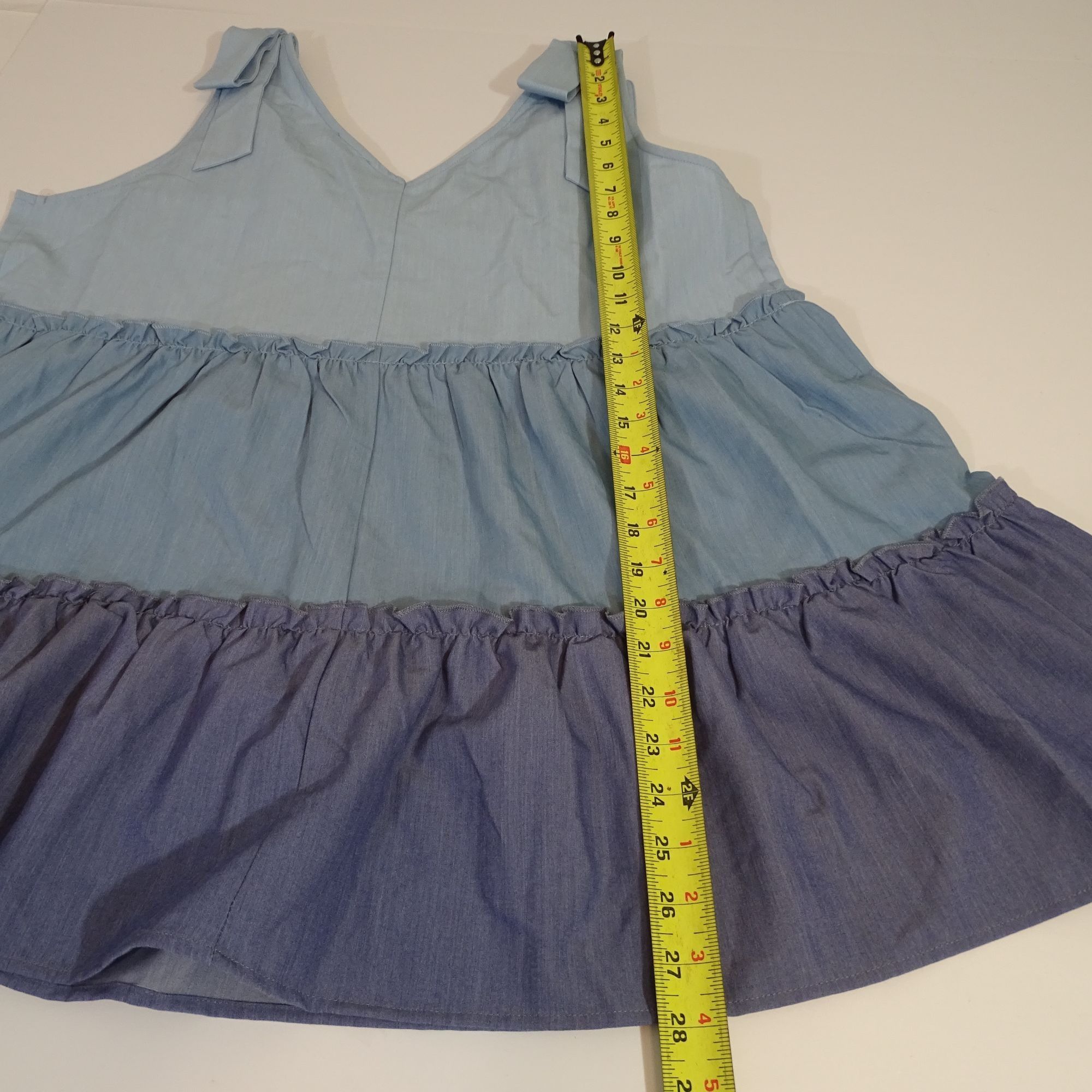 Other Ott Women Tiered Sleeveless V-Neck Babydoll Tank Top Blue 1X Size XL / US 12-14 / IT 48-50 - 8 Thumbnail