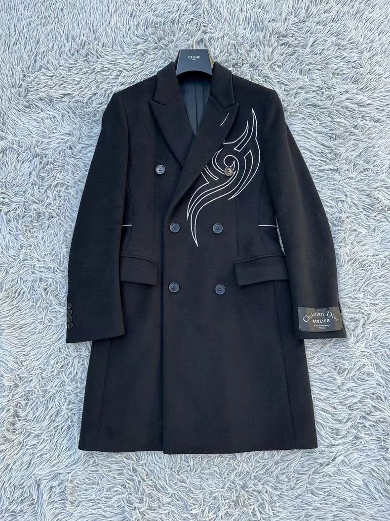 Dior Dior 18fw catwalk style Naruto totem embroidery wool coat 2 Size US S / EU 44-46 / 1 - 1 Thumbnail
