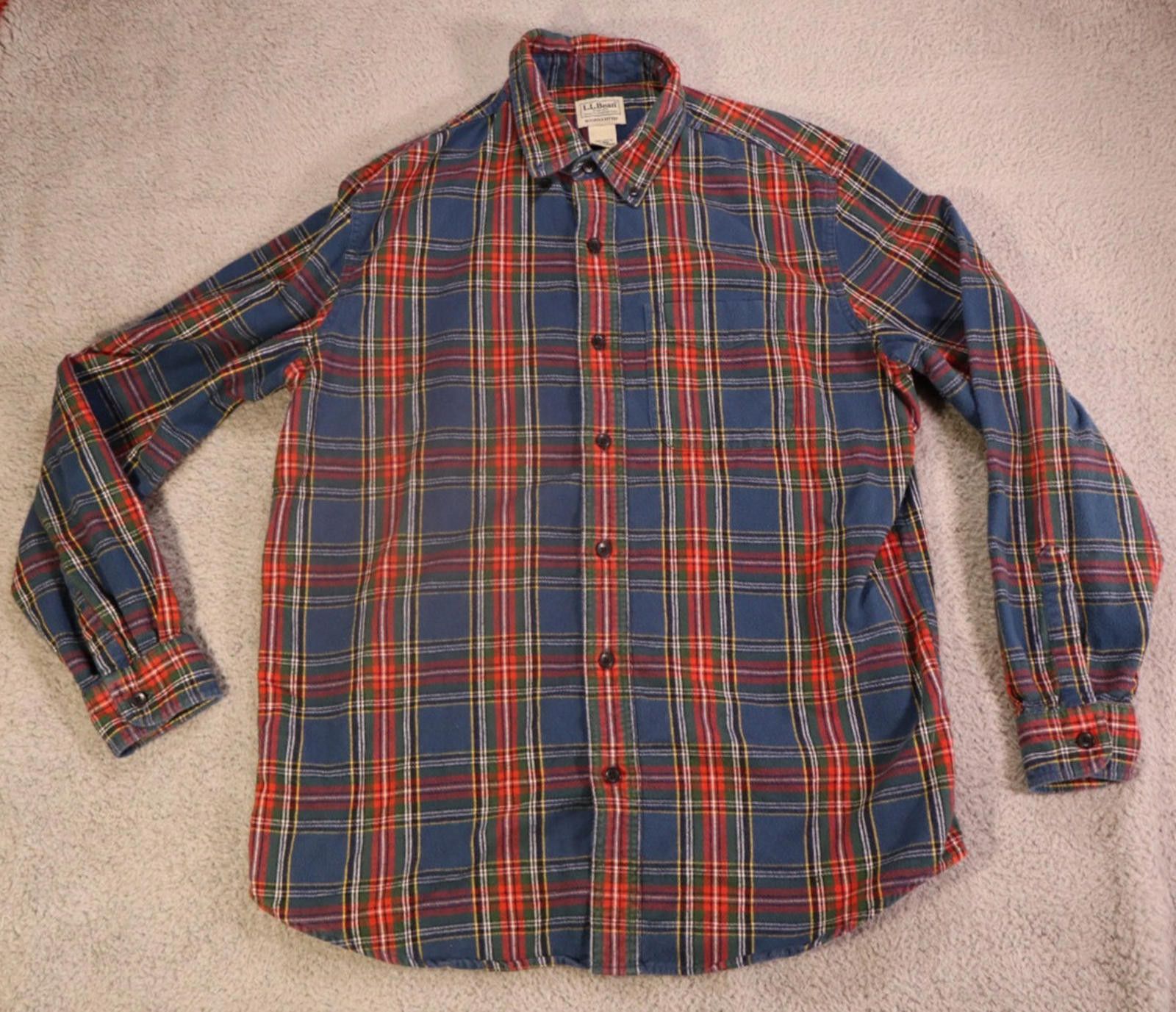 L.L. Bean L.L Bean Scotch Flannel Shirt Men Large Blue Plaid Button Size US L / EU 52-54 / 3 - 1 Thumbnail