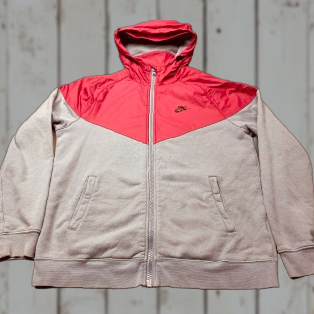 Nike VINTAGE Nike Windrunner Hoodie Jacket Men L Maroon Gray Fleece Mix Full Zip 8296 Size US L / EU 52-54 / 3 - 1 Thumbnail